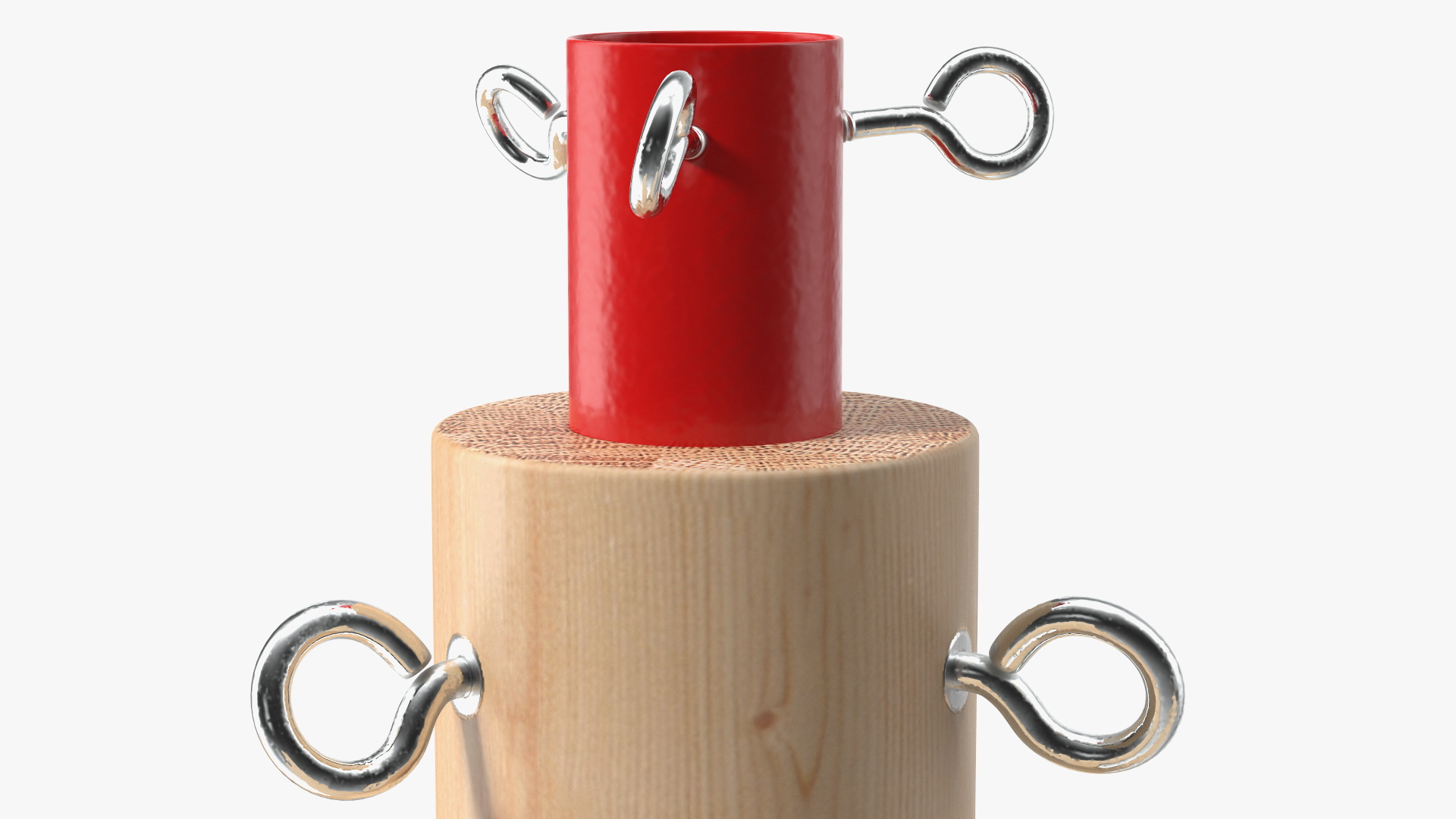 Wooden Christmas Tree Stand with Red Metal 3D