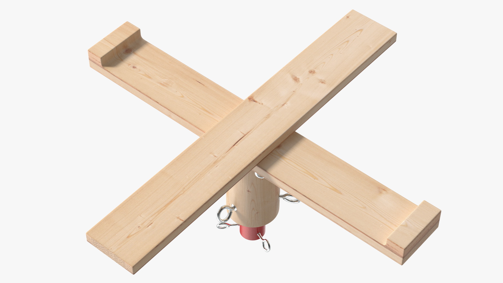 Wooden Christmas Tree Stand with Red Metal 3D