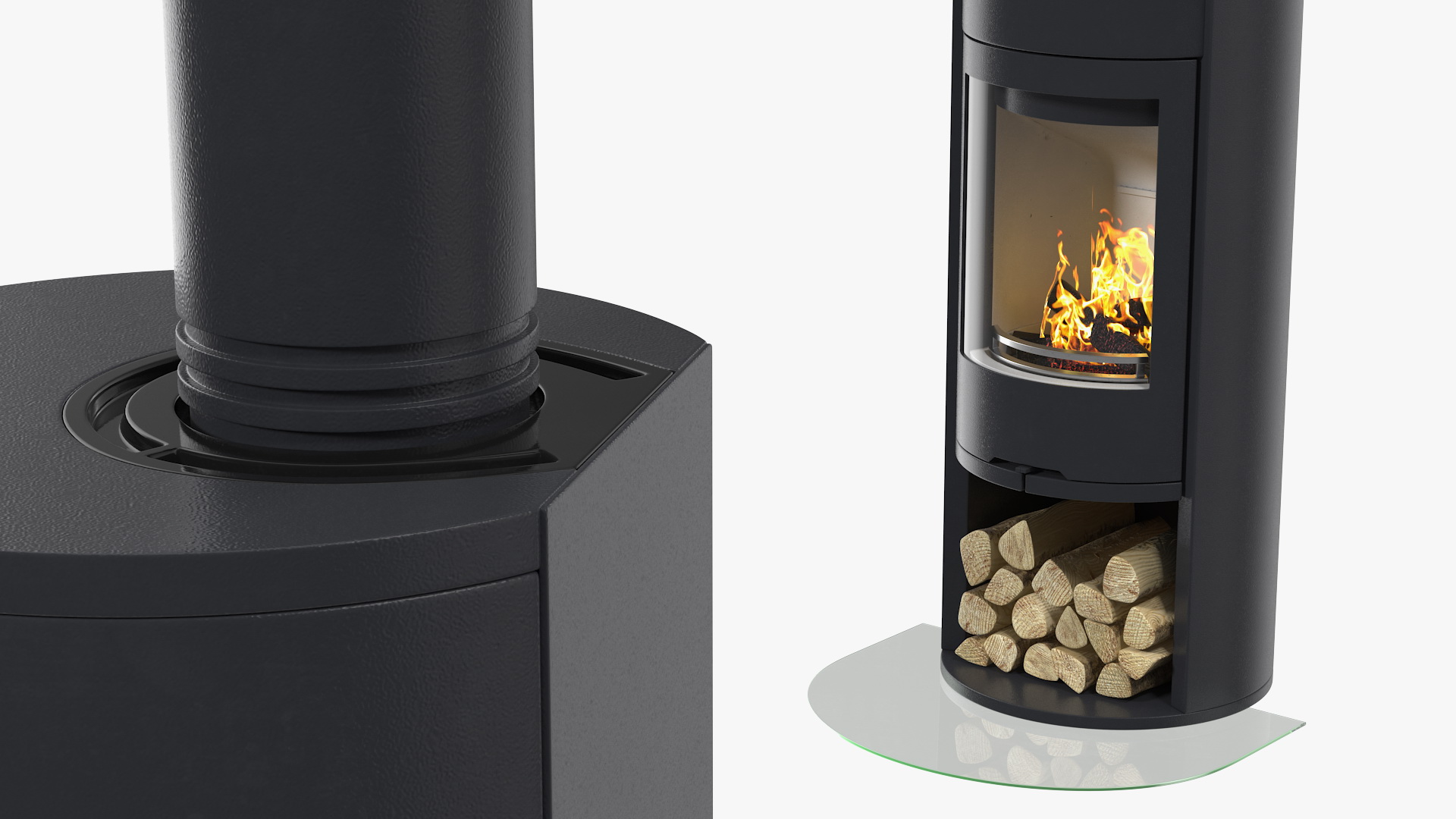 3D Wood Burning Stove Contura 610 Wall Venting model