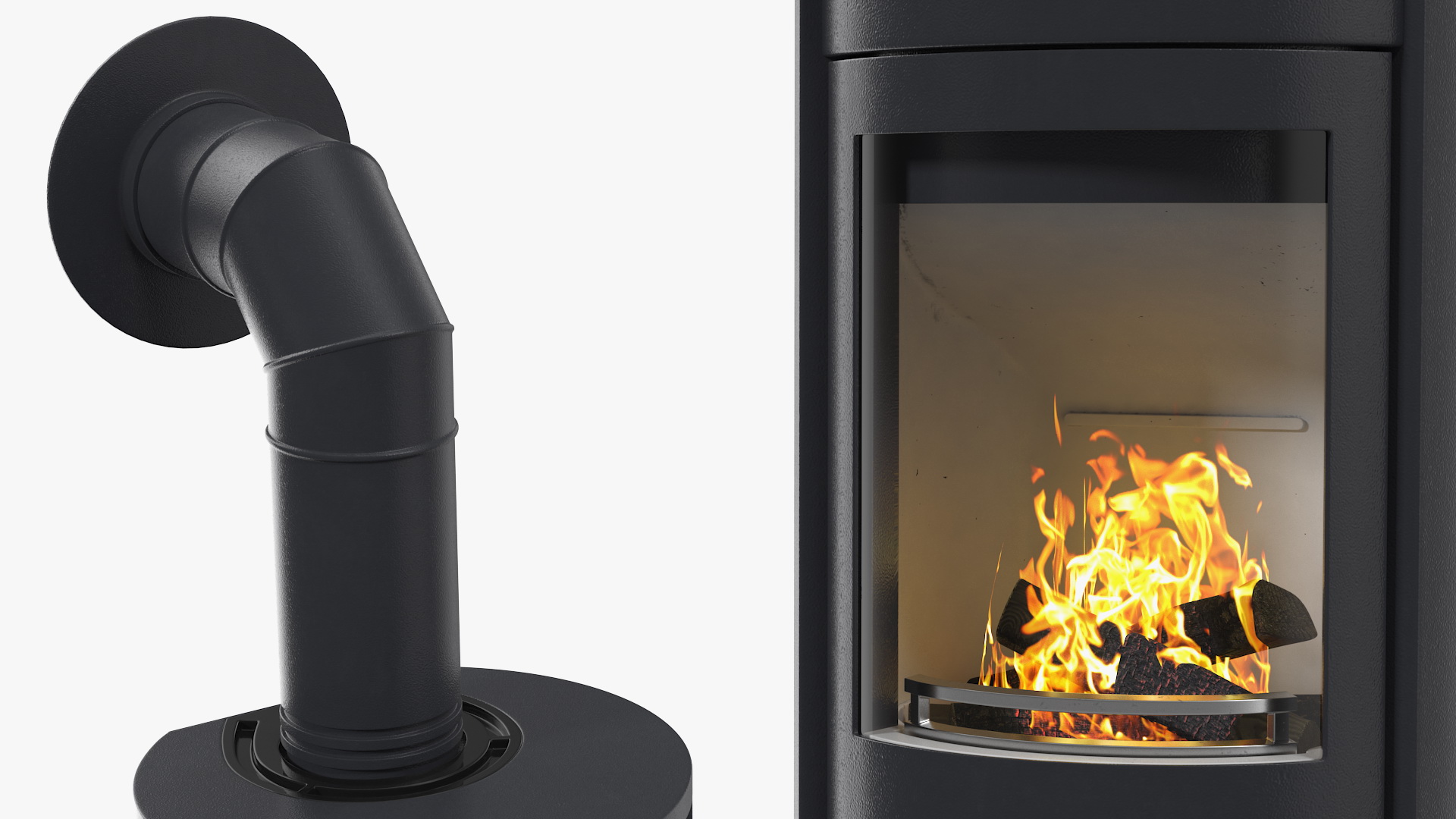 3D Wood Burning Stove Contura 610 Wall Venting model