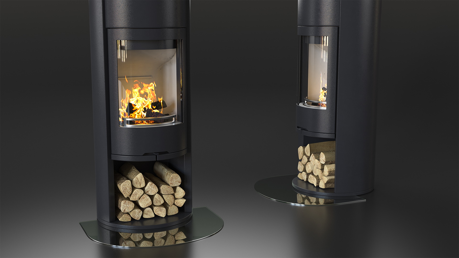 3D Wood Burning Stove Contura 610 Wall Venting model