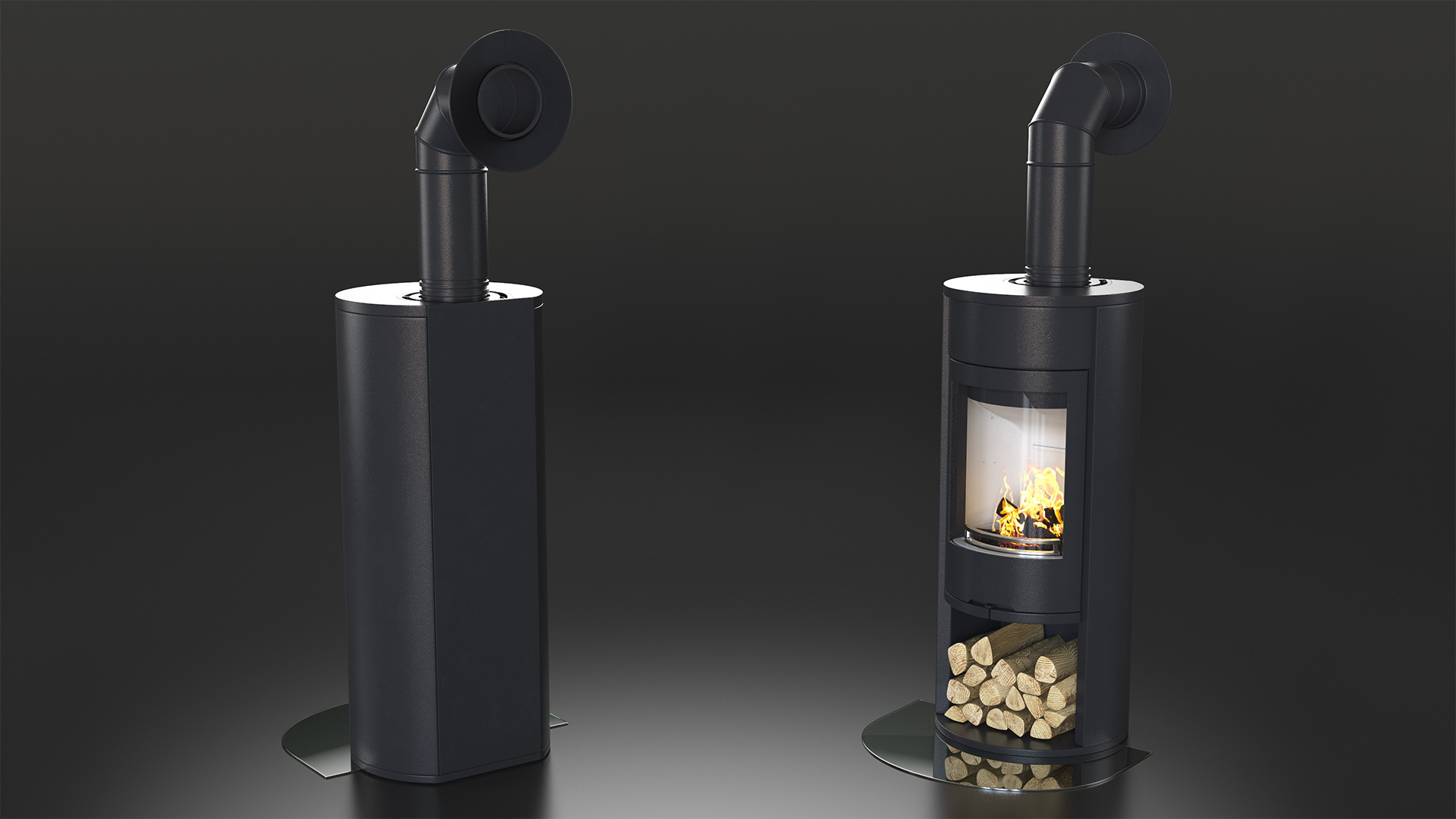 3D Wood Burning Stove Contura 610 Wall Venting model