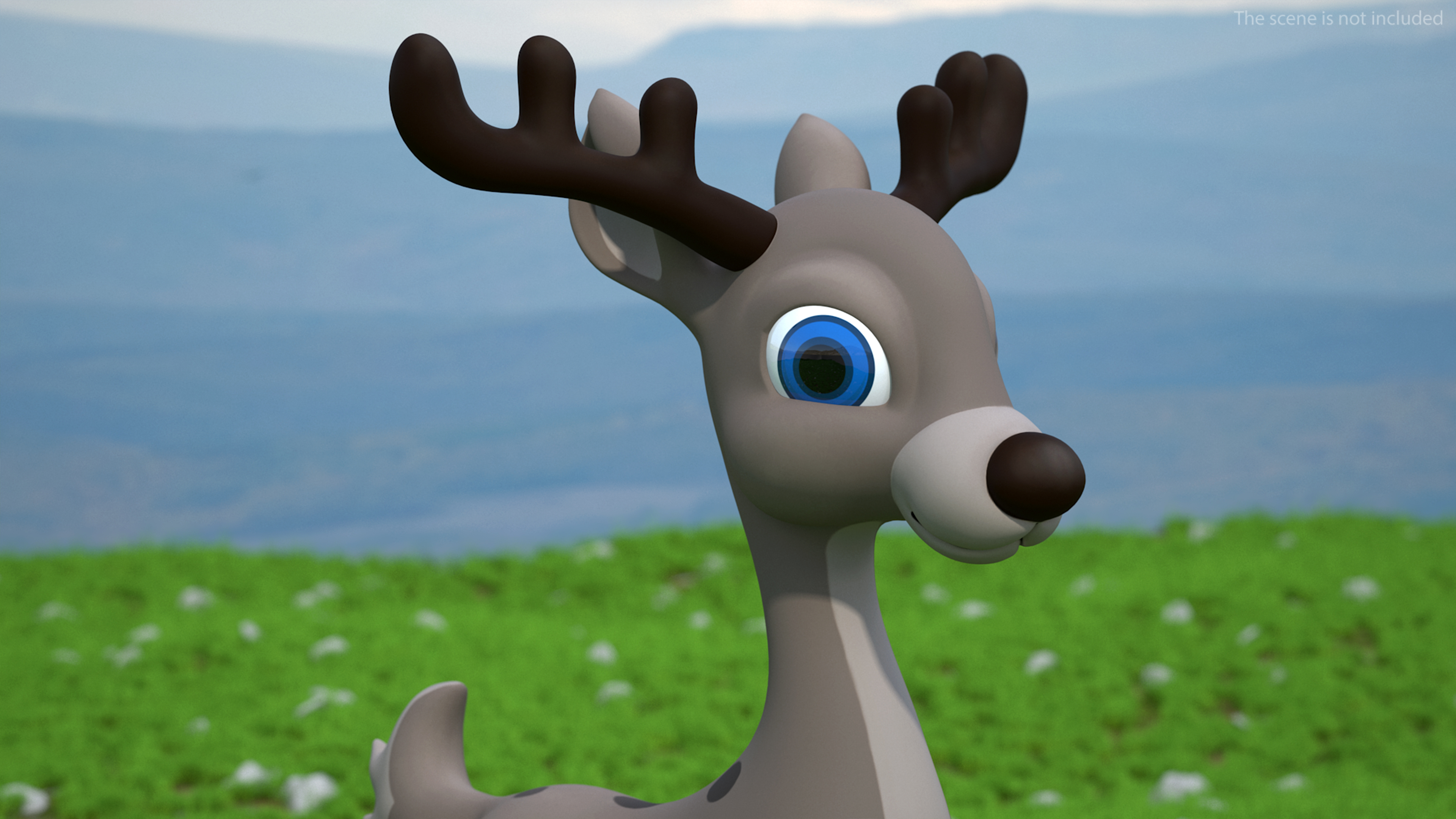 3D Grey Cartoon Deer Rigged for Maya model