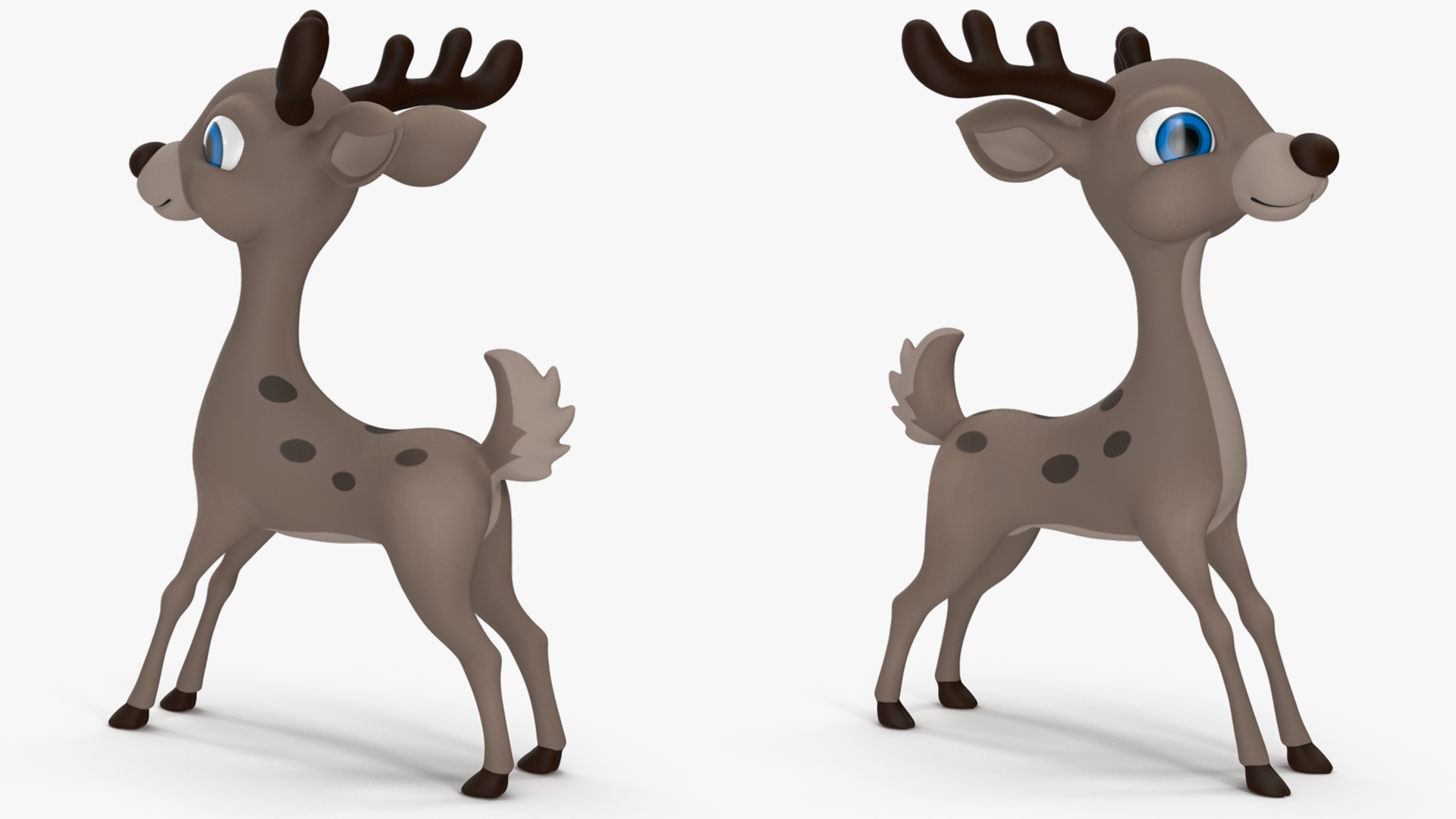 3D Grey Cartoon Deer Rigged for Maya model