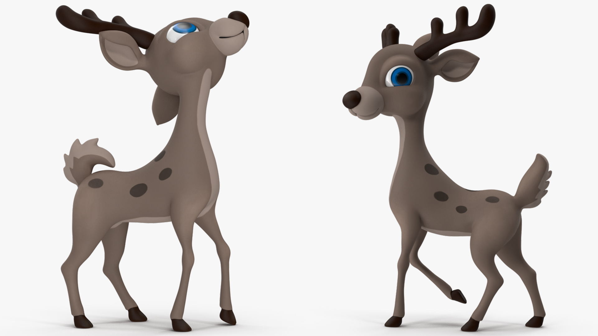 3D Grey Cartoon Deer Rigged for Maya model