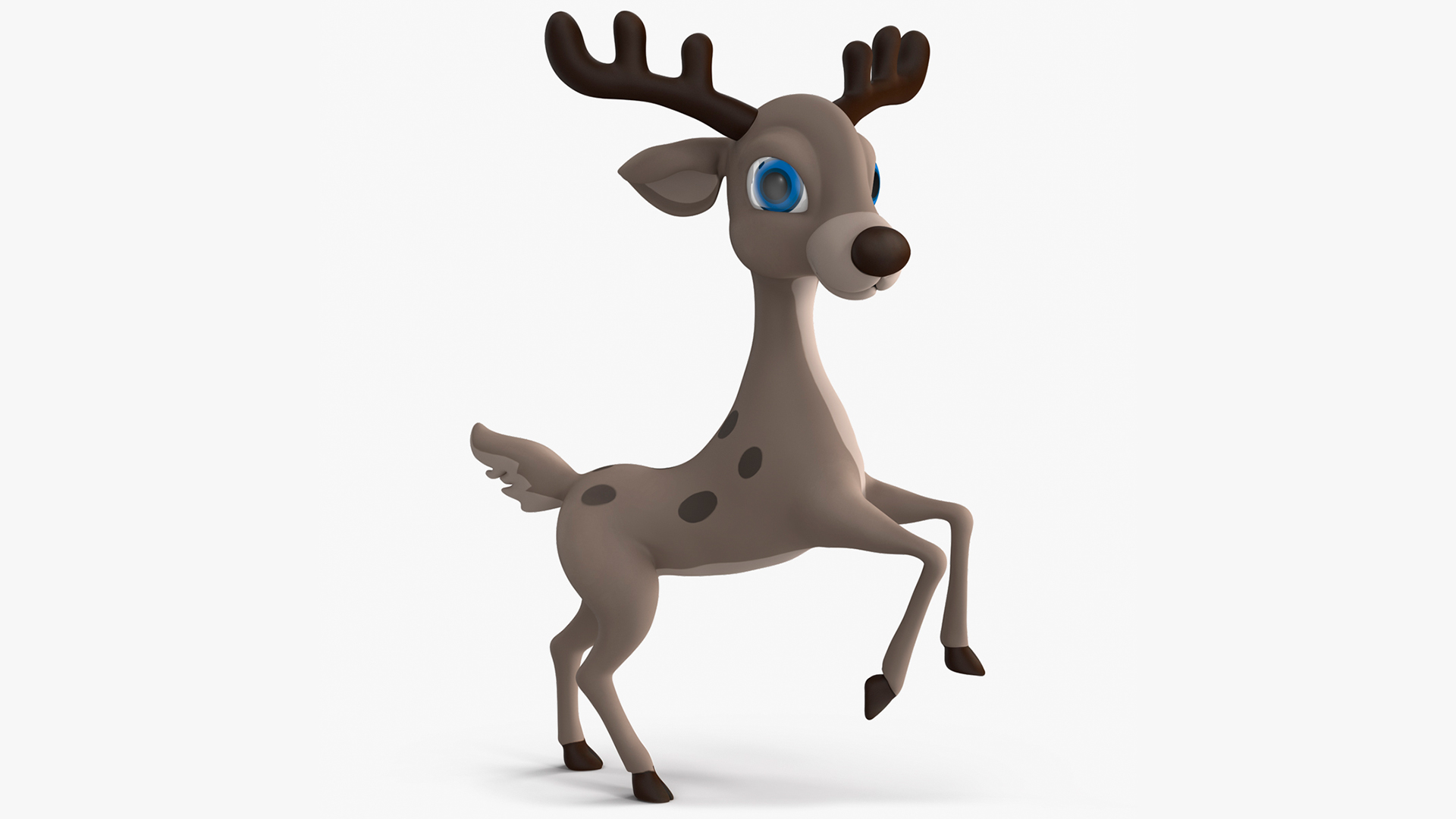 3D Grey Cartoon Deer Rigged for Maya model