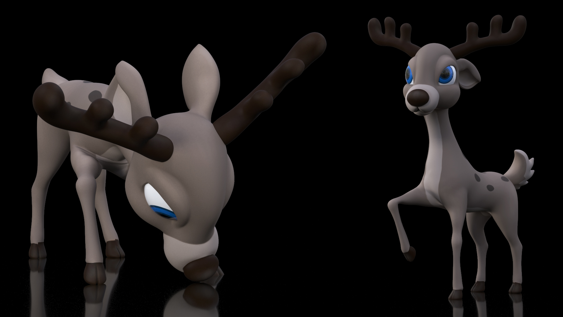 3D Grey Cartoon Deer Rigged for Maya model