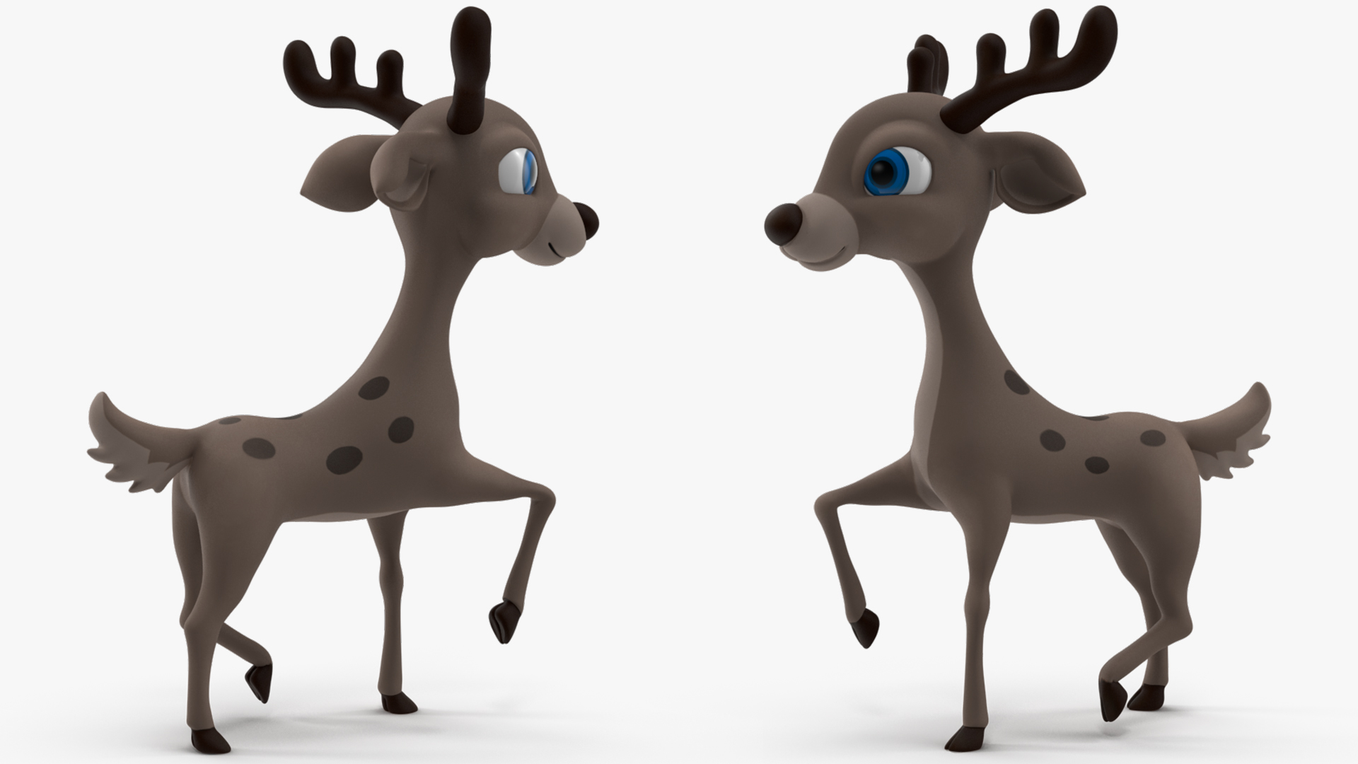 3D Grey Cartoon Deer Rigged for Maya model