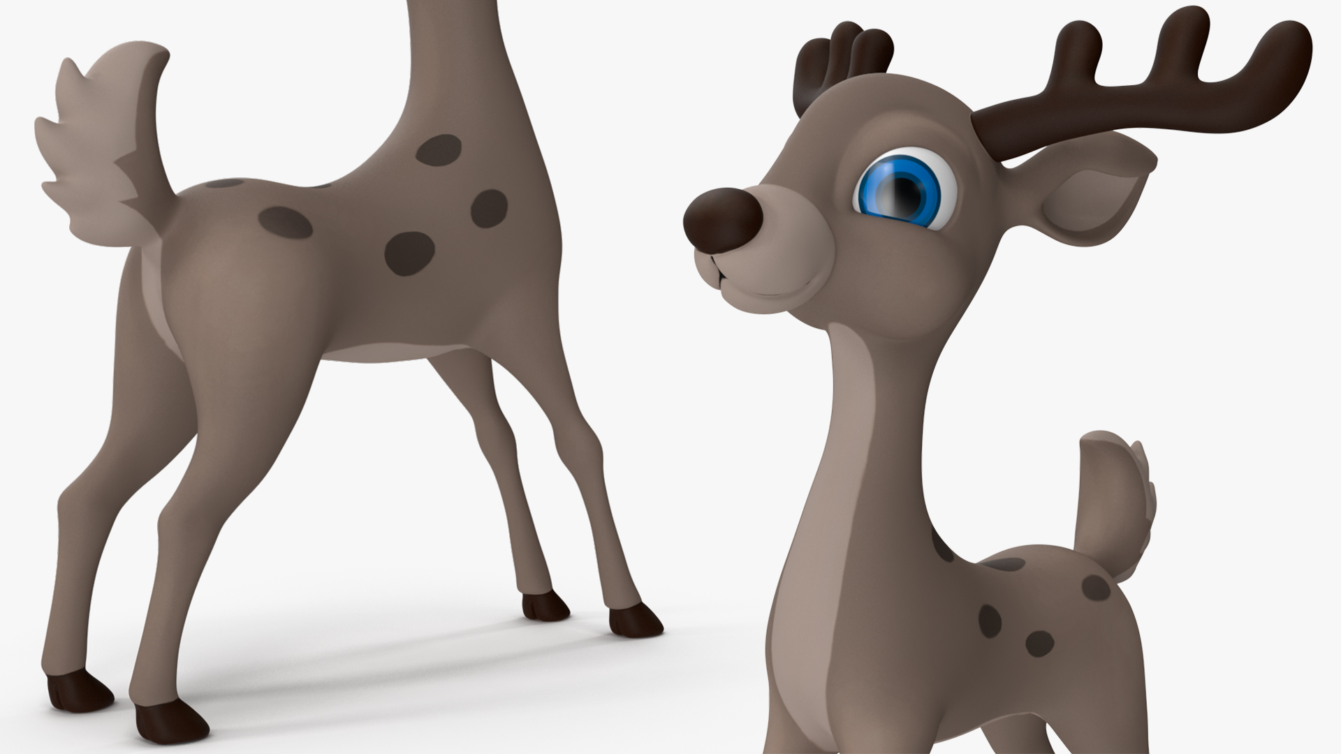 3D Grey Cartoon Deer Rigged for Maya model