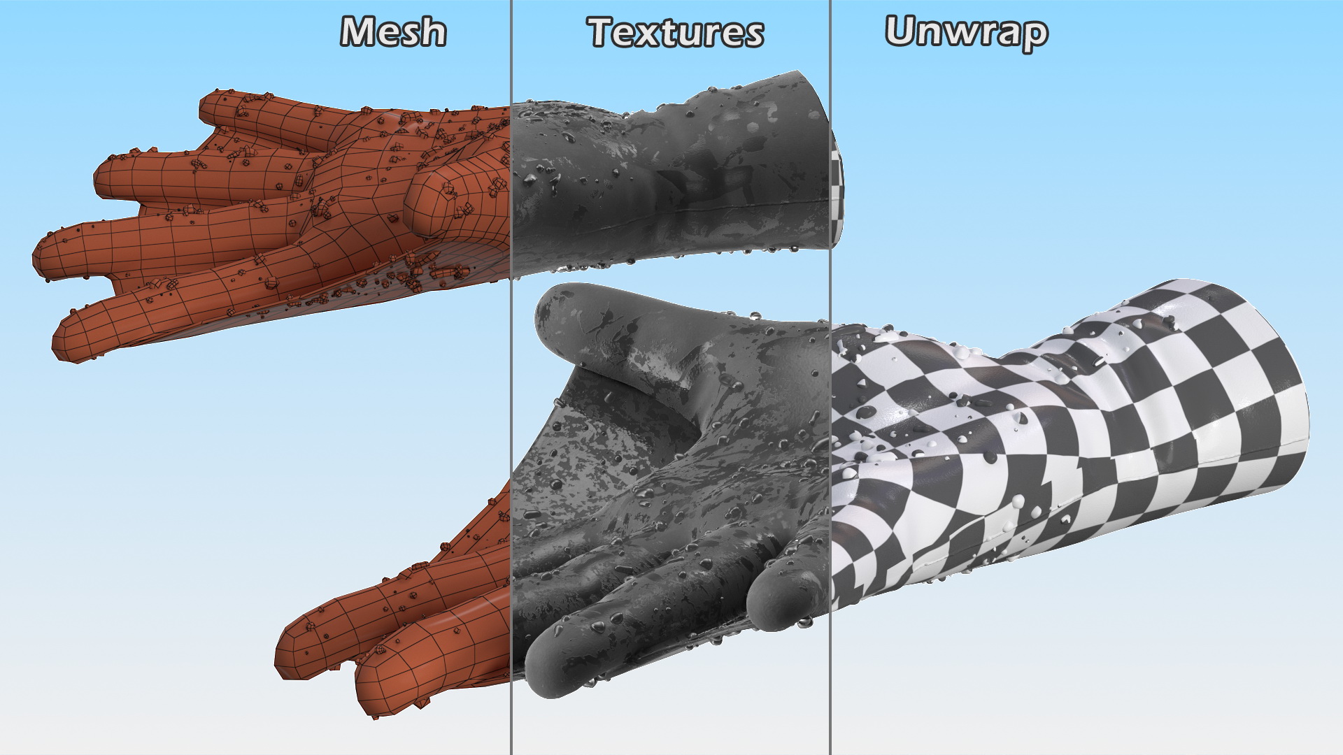 3D model Darkfin Webbed Power Swimming Gloves Wet