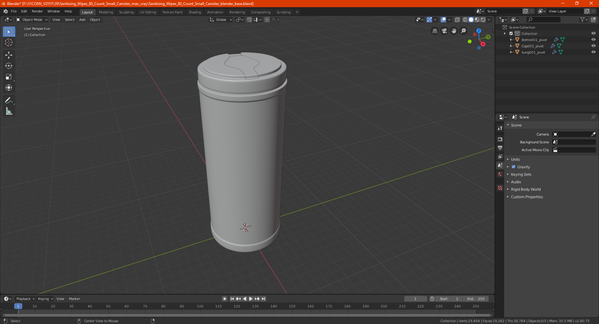 3D model Sanitizing Wipes 80 Count Small Canister