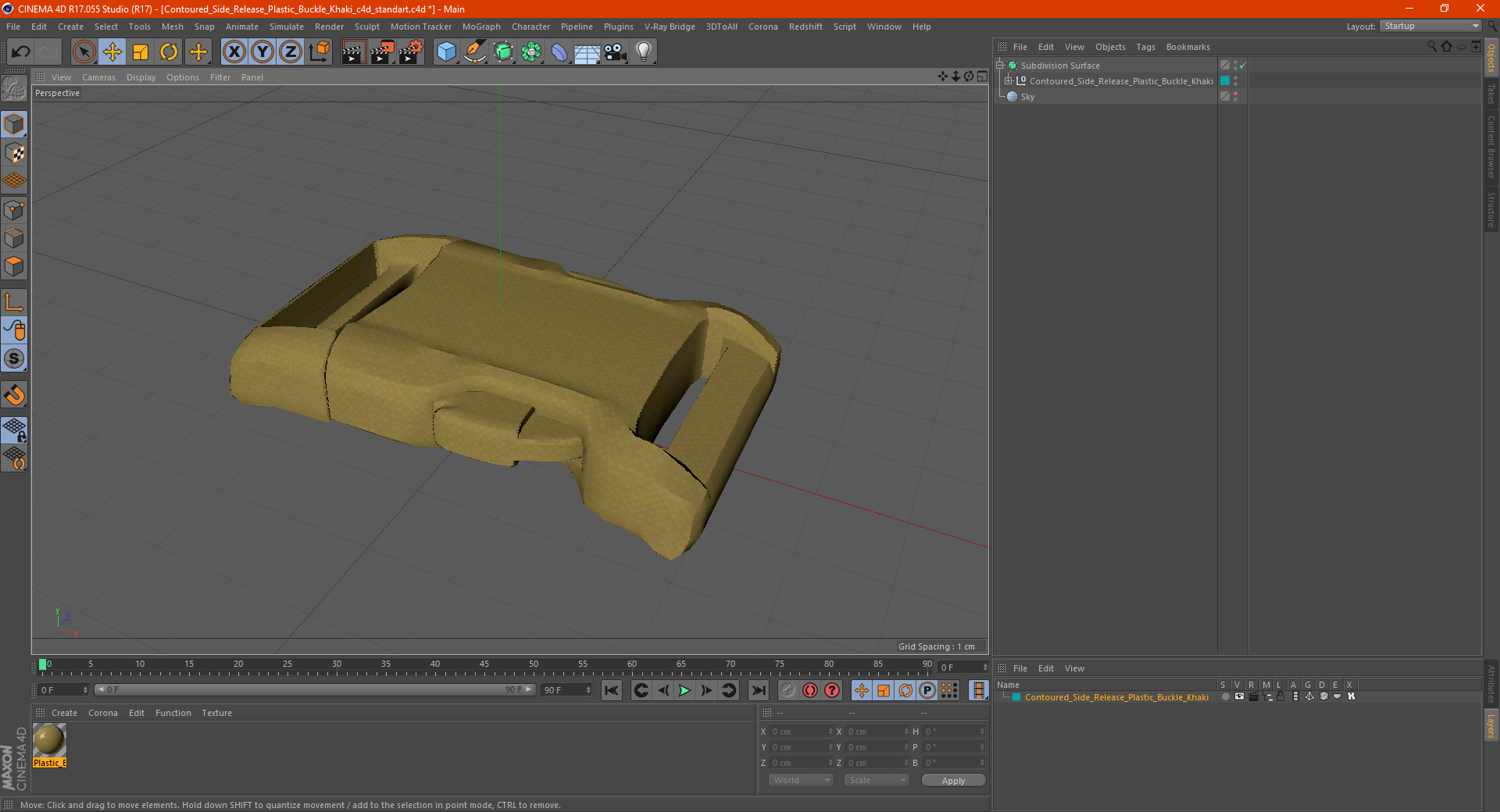 3D Contoured Side Release Plastic Buckle Khaki model