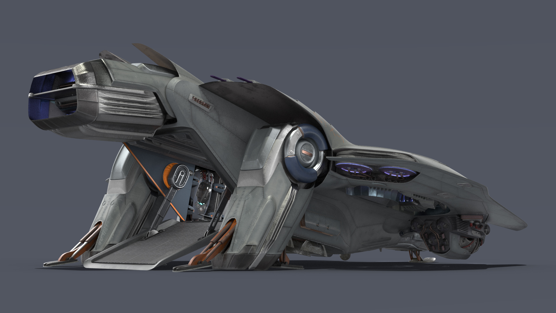 Sci Fi Dropship Landing Position 3D