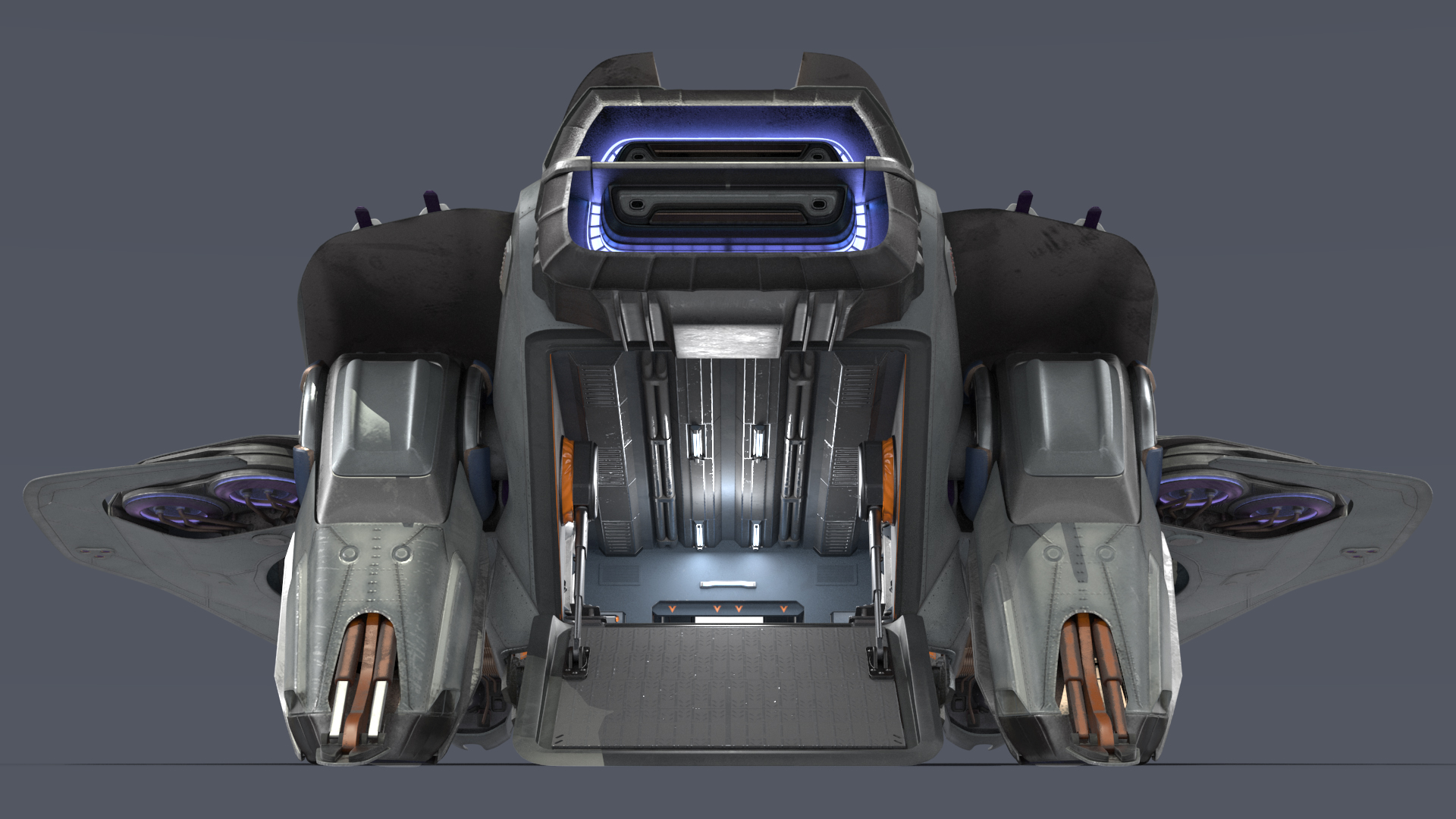 Sci Fi Dropship Landing Position 3D