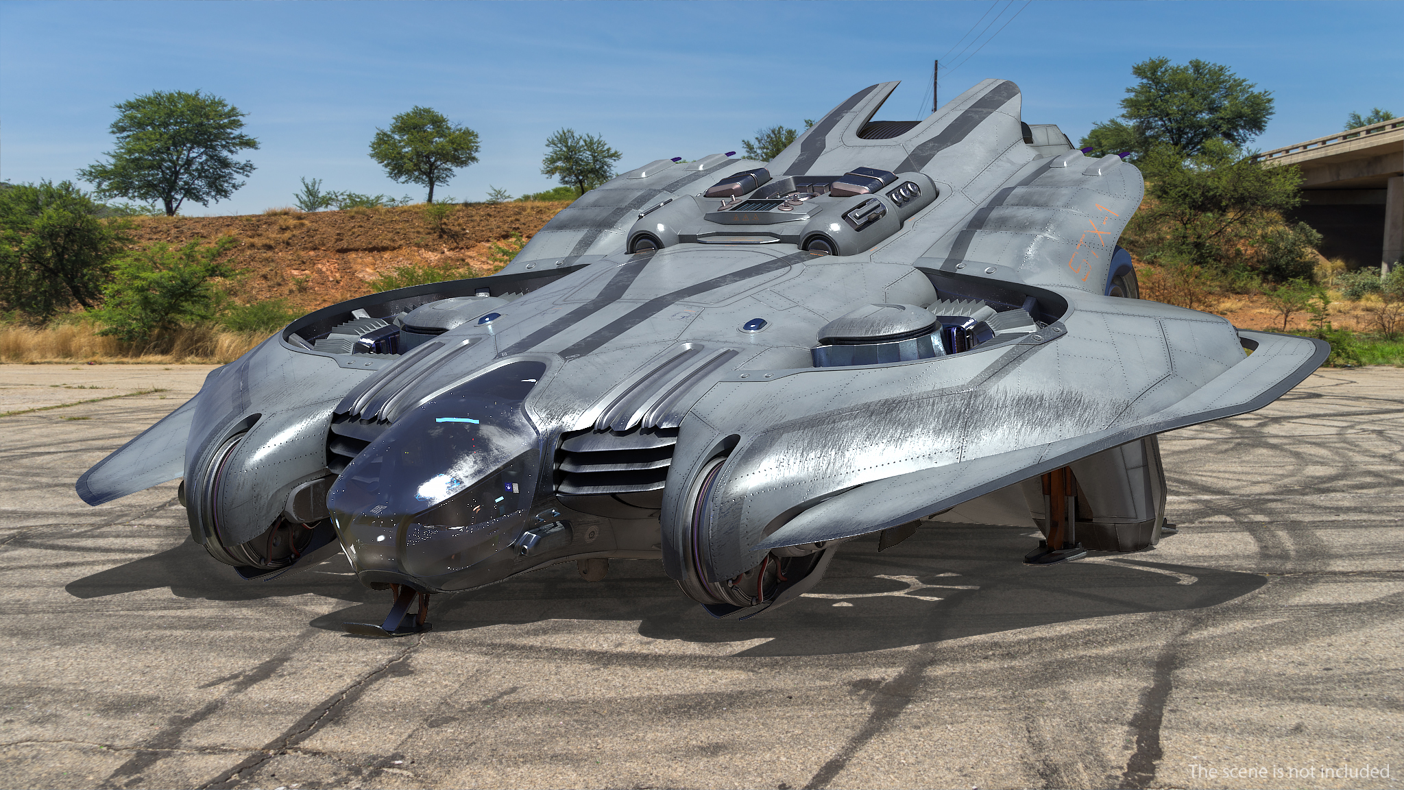 Sci Fi Dropship Landing Position 3D