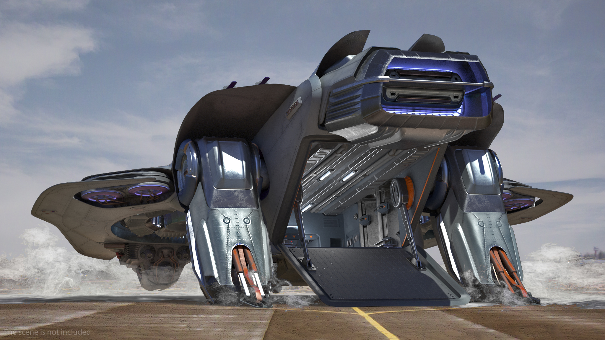 Sci Fi Dropship Landing Position 3D