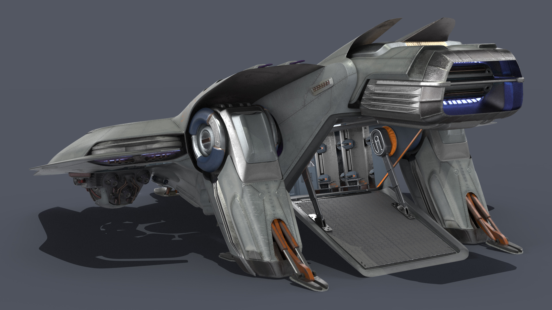 Sci Fi Dropship Landing Position 3D
