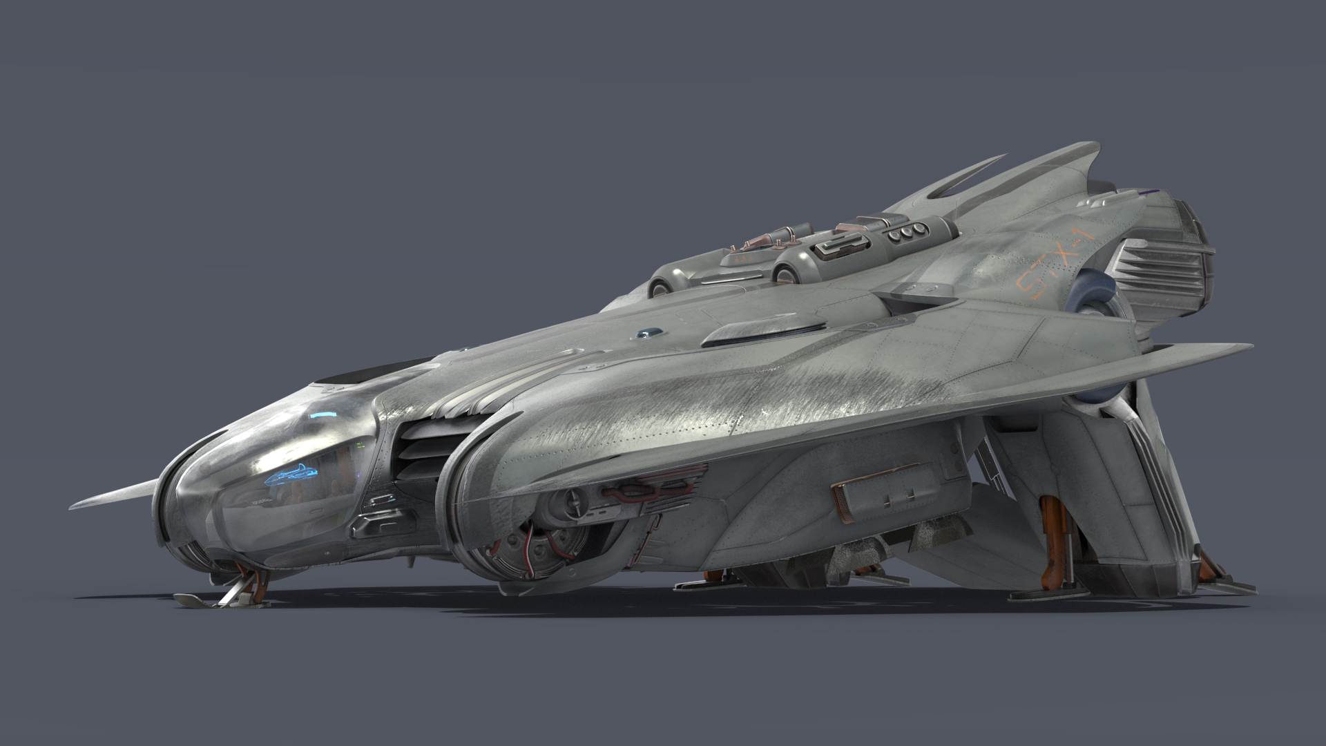 Sci Fi Dropship Landing Position 3D