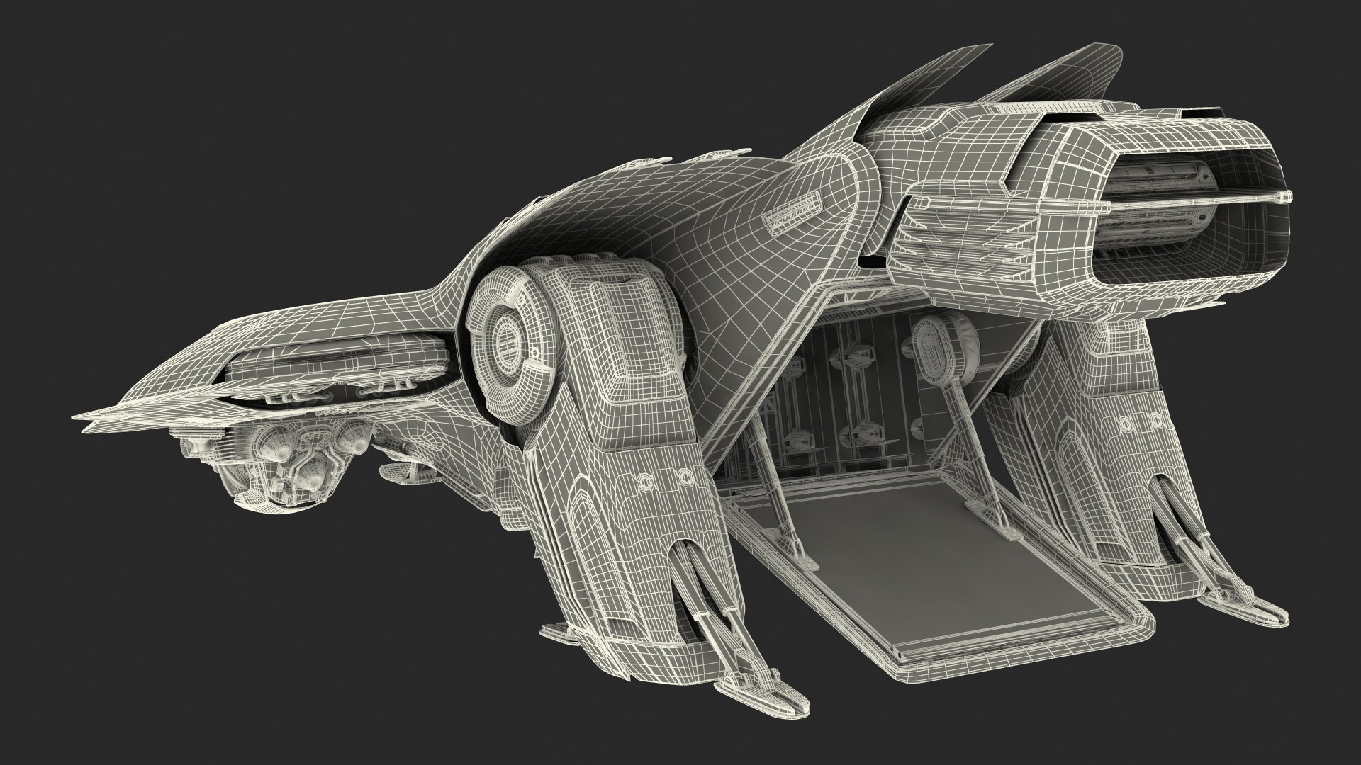 Sci Fi Dropship Landing Position 3D