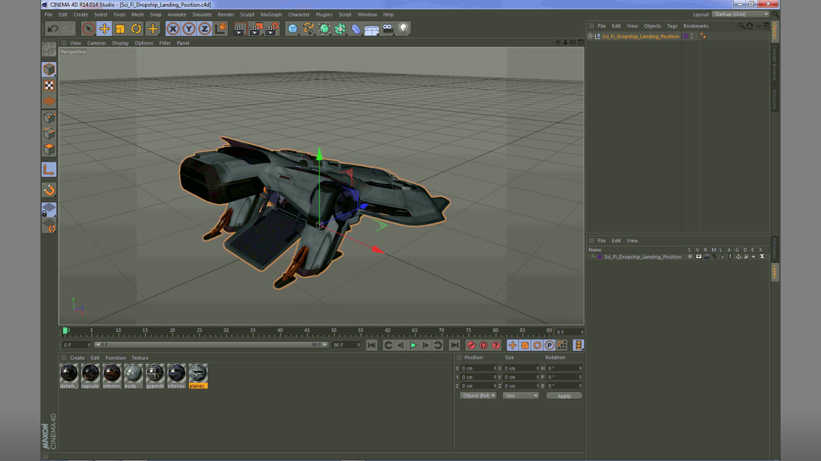 Sci Fi Dropship Landing Position 3D