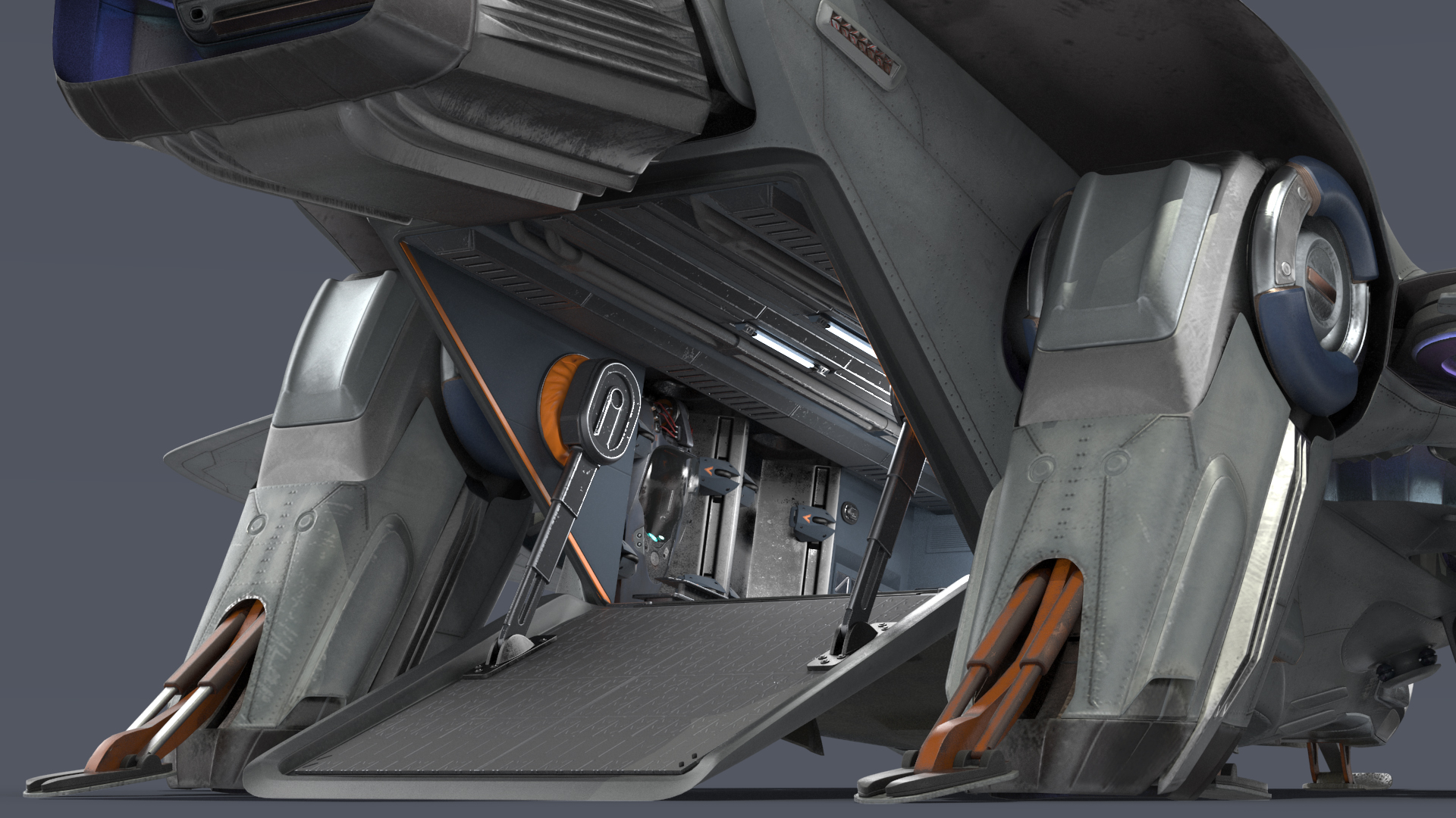 Sci Fi Dropship Landing Position 3D