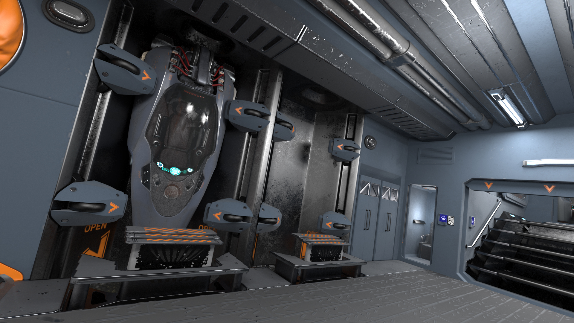Sci Fi Dropship Landing Position 3D