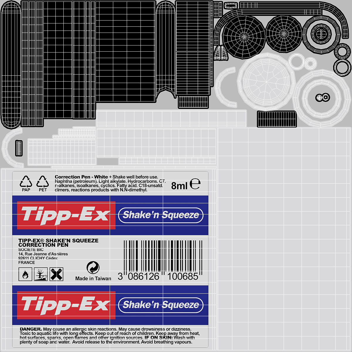Tipp Ex Shake n Squeeze Correction Fluid Pen 3D model