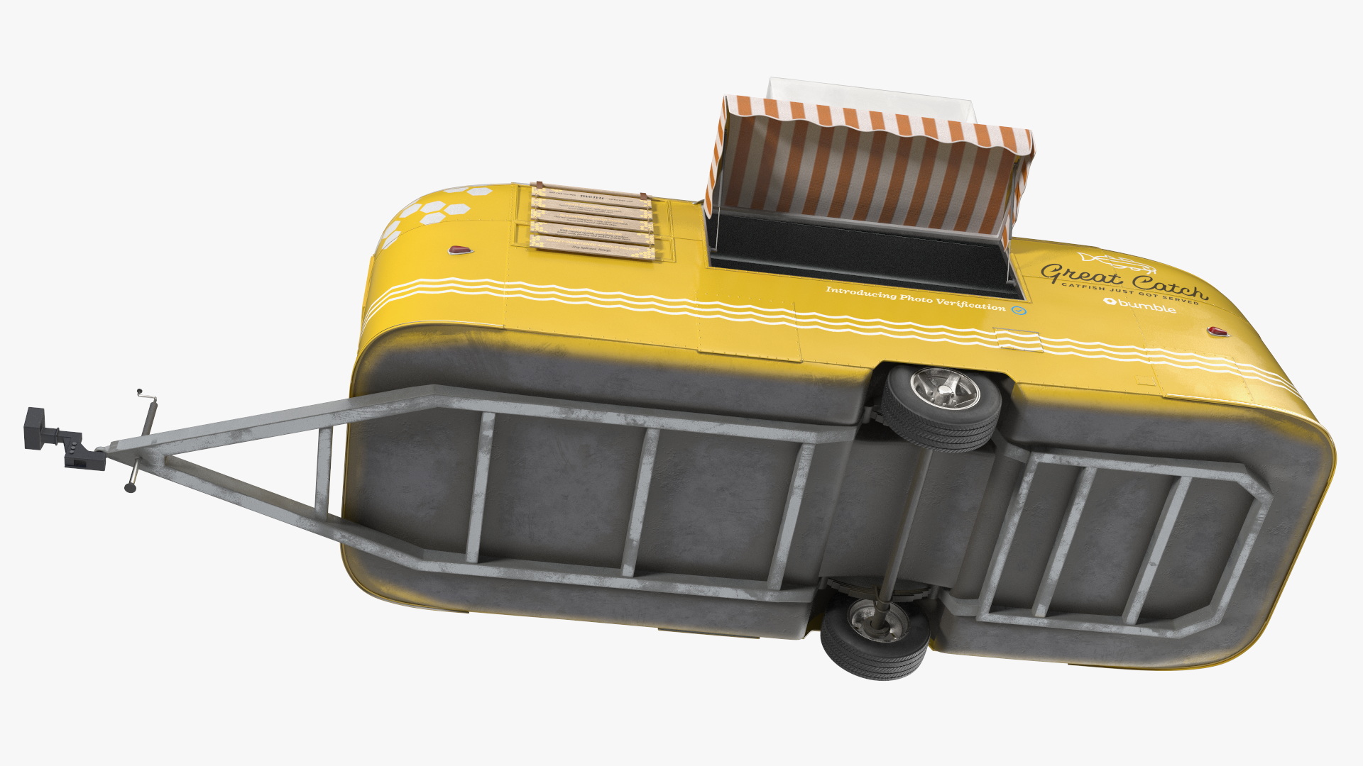 Yellow Fish Food Truck Rigged 3D model