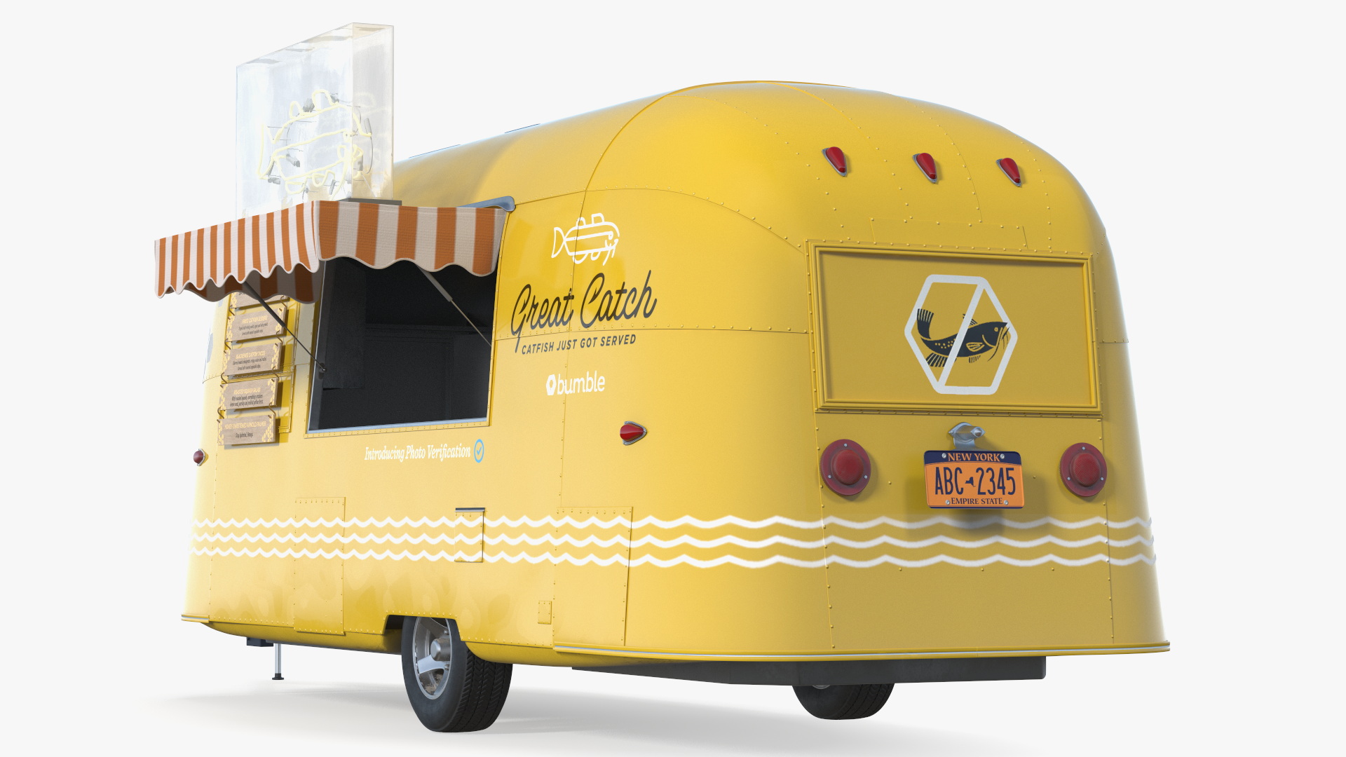Yellow Fish Food Truck Rigged 3D model