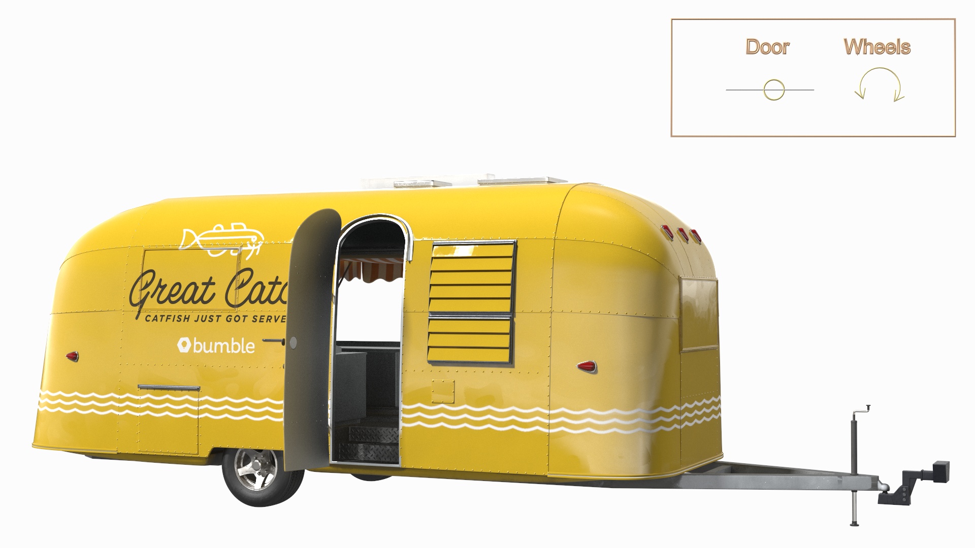 Yellow Fish Food Truck Rigged 3D model