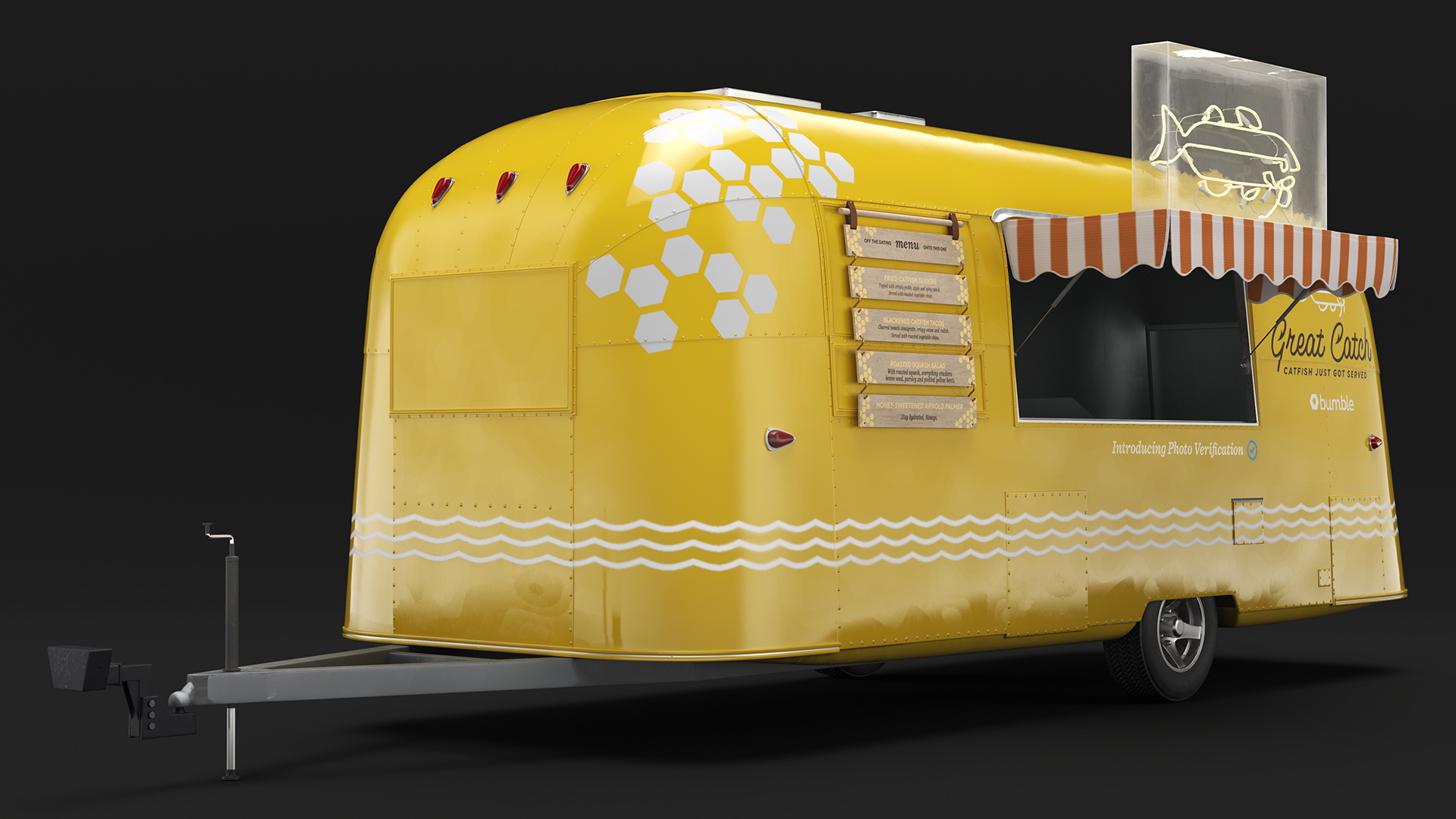 Yellow Fish Food Truck Rigged 3D model