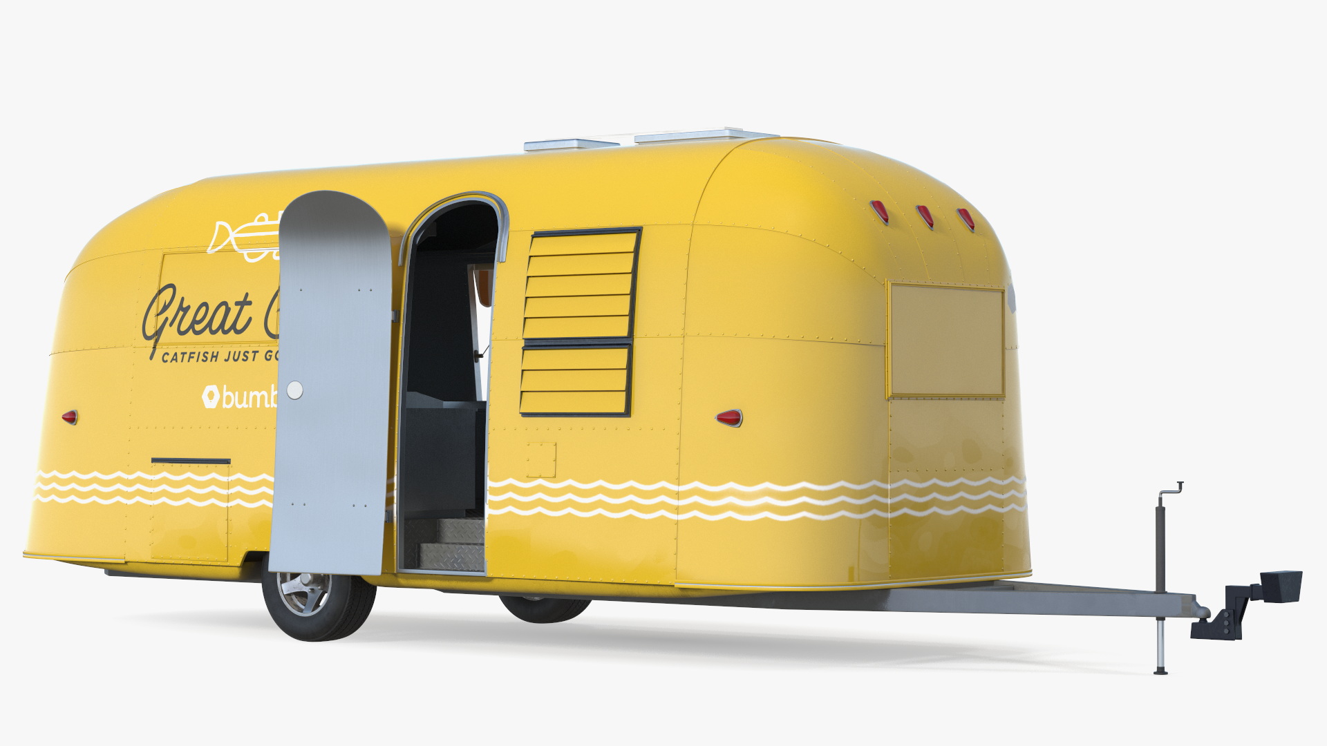 Yellow Fish Food Truck Rigged 3D model