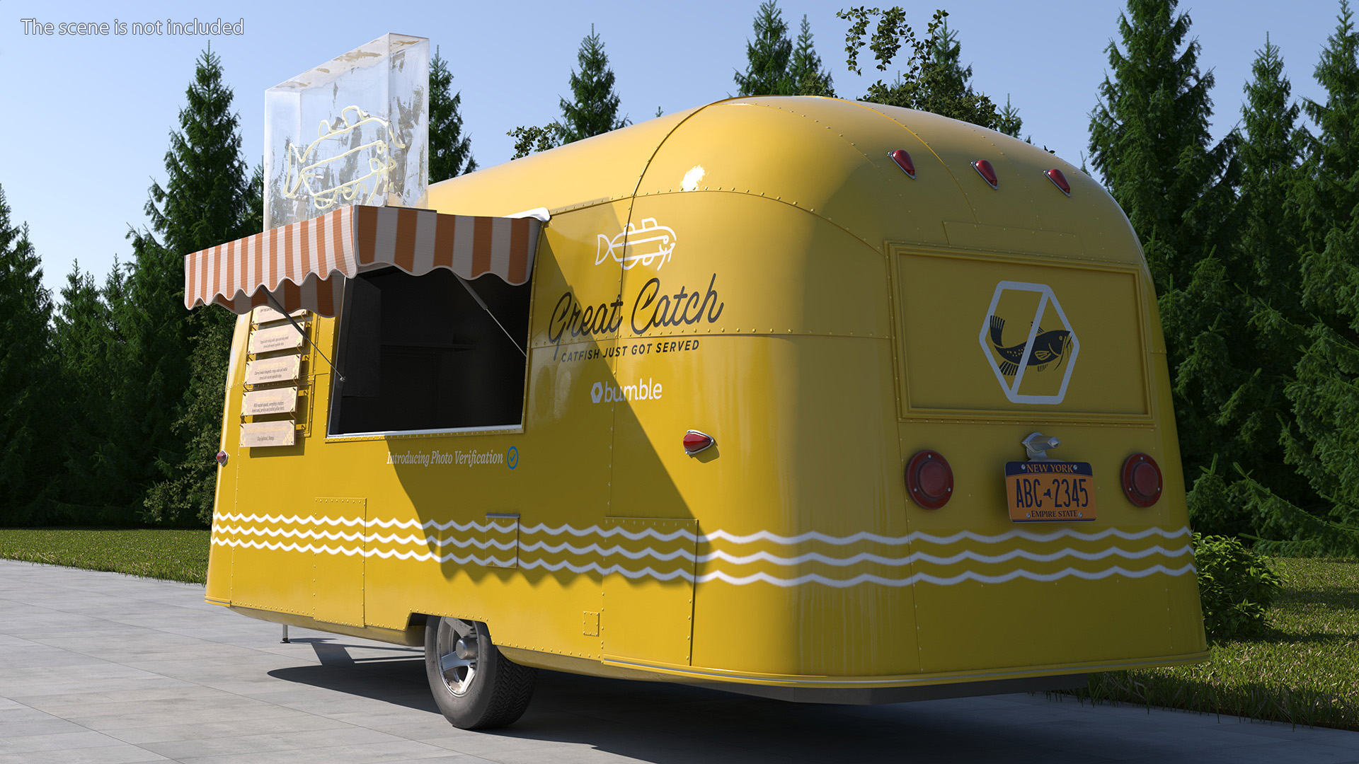 Yellow Fish Food Truck Rigged 3D model