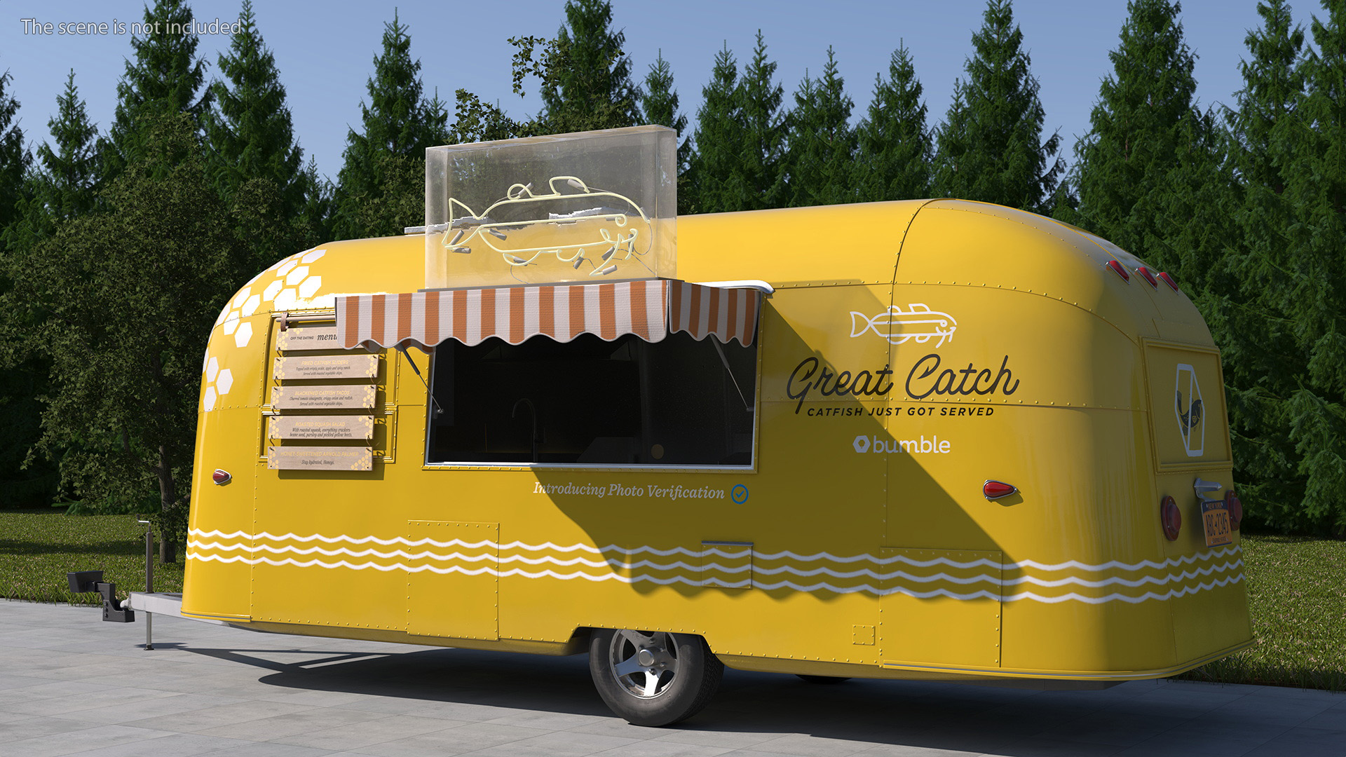 Yellow Fish Food Truck Rigged 3D model