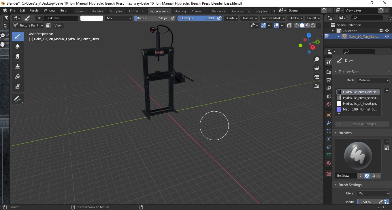 3D model Dake 10 Ton Manual Hydraulic Bench Press
