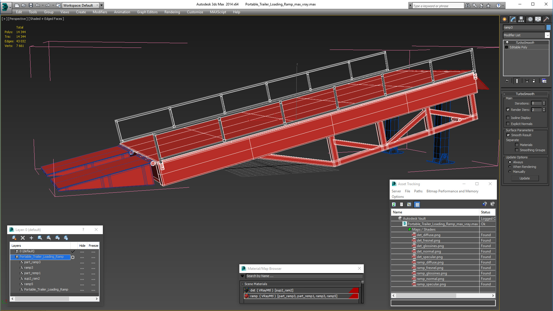 Portable Trailer Loading Ramp 3D model