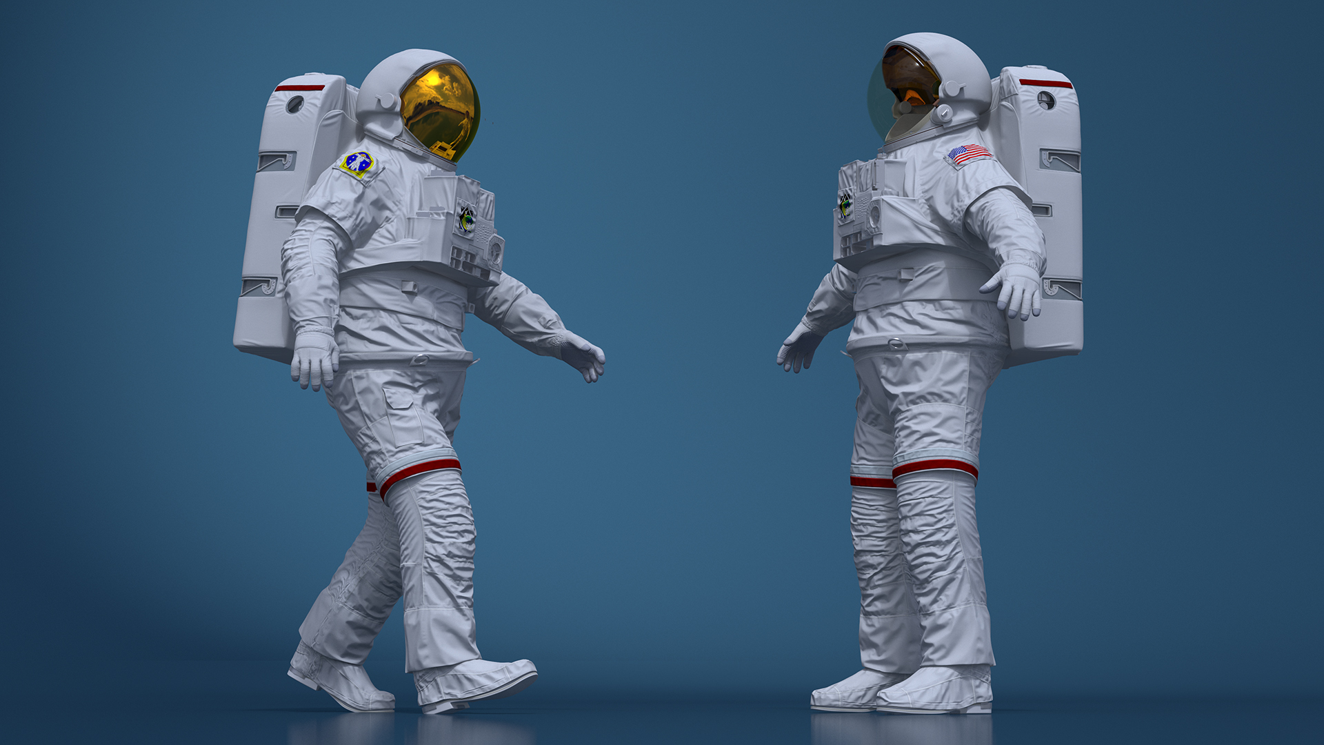 3D model NASA Astronaut Suit with Backpack Rigged