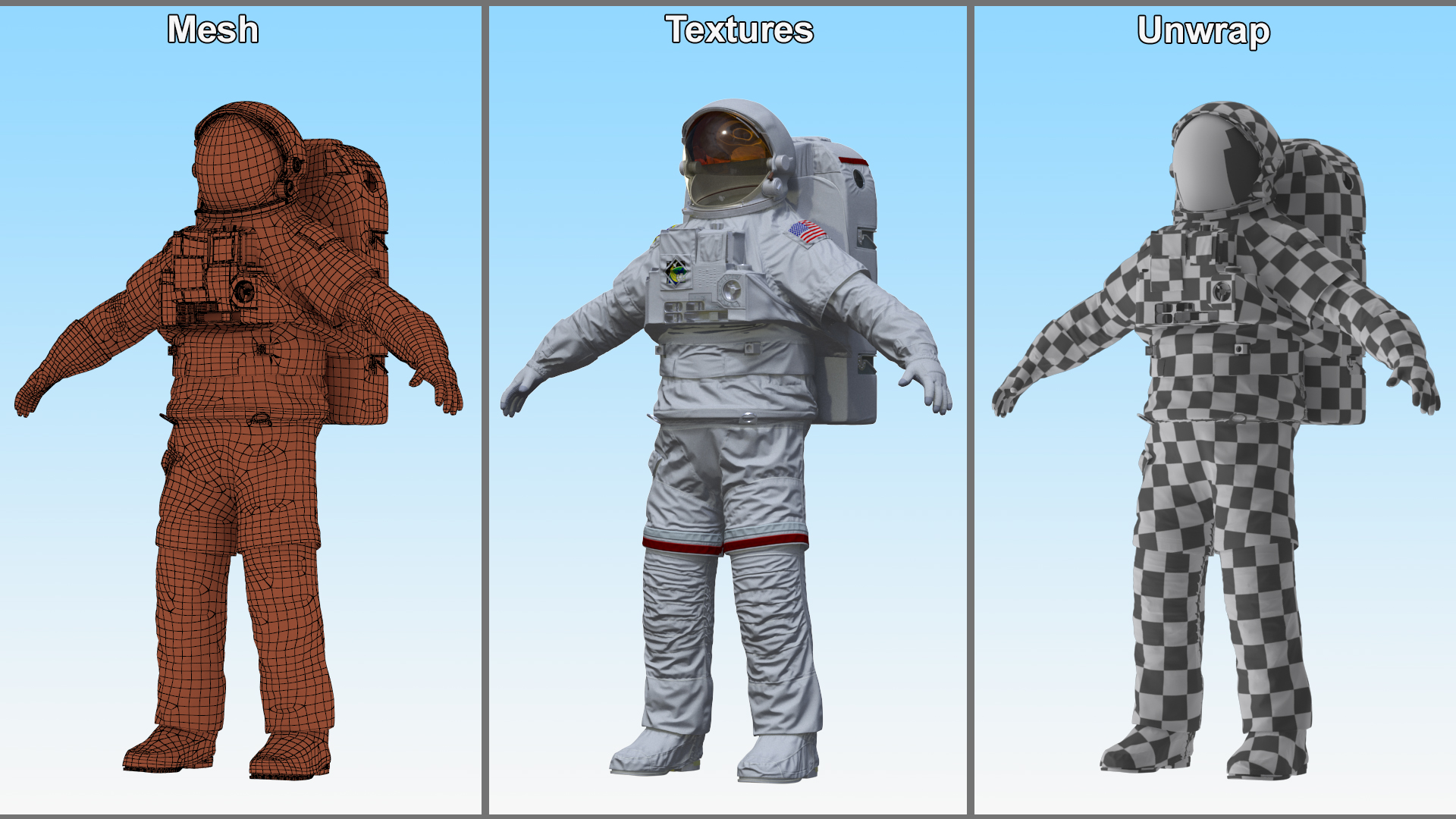 3D model NASA Astronaut Suit with Backpack Rigged