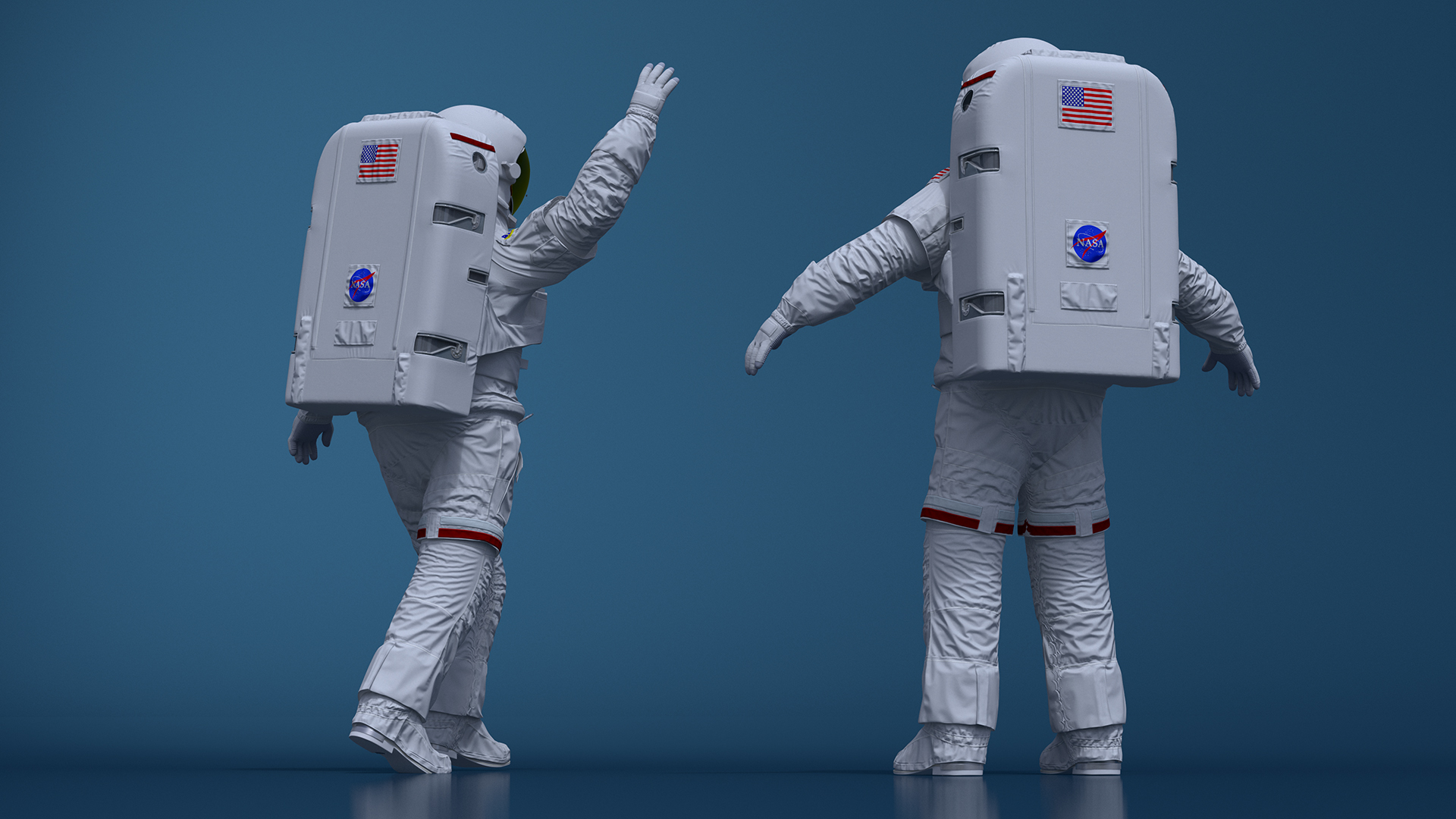 3D model NASA Astronaut Suit with Backpack Rigged