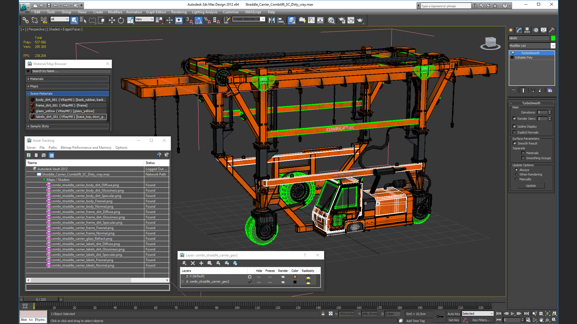 3D model Straddle Carrier Combilift SC Dirty