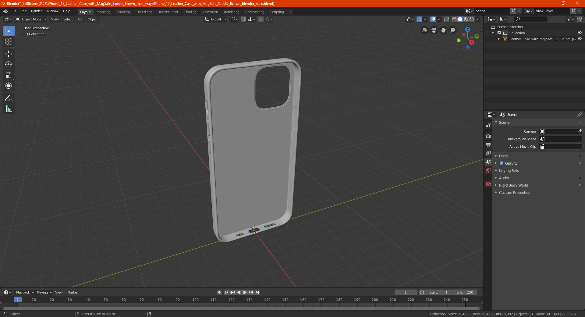 iPhone 12 Pro Max Leather Case Baltic Blue 3D