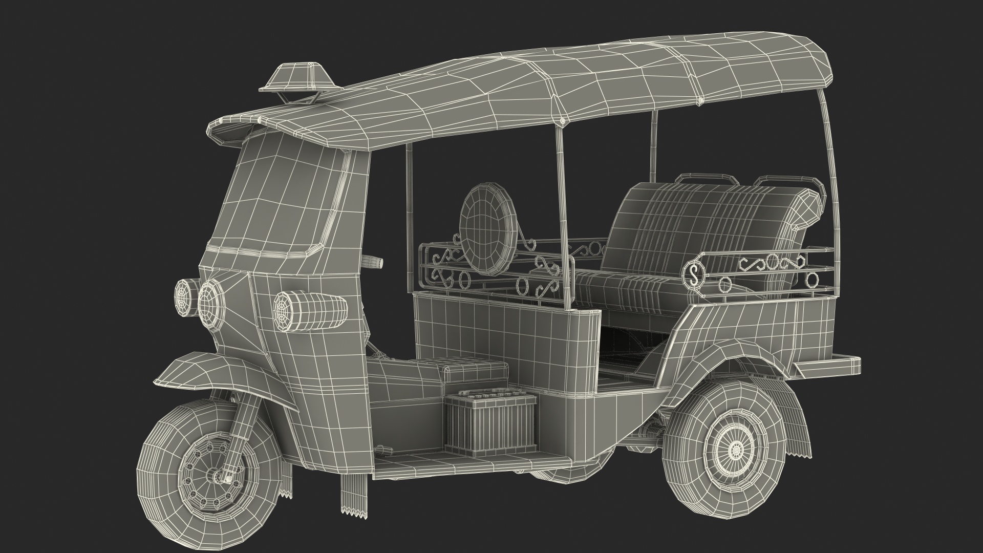 3D Traditional Tuk Tuk Taxi Rigged