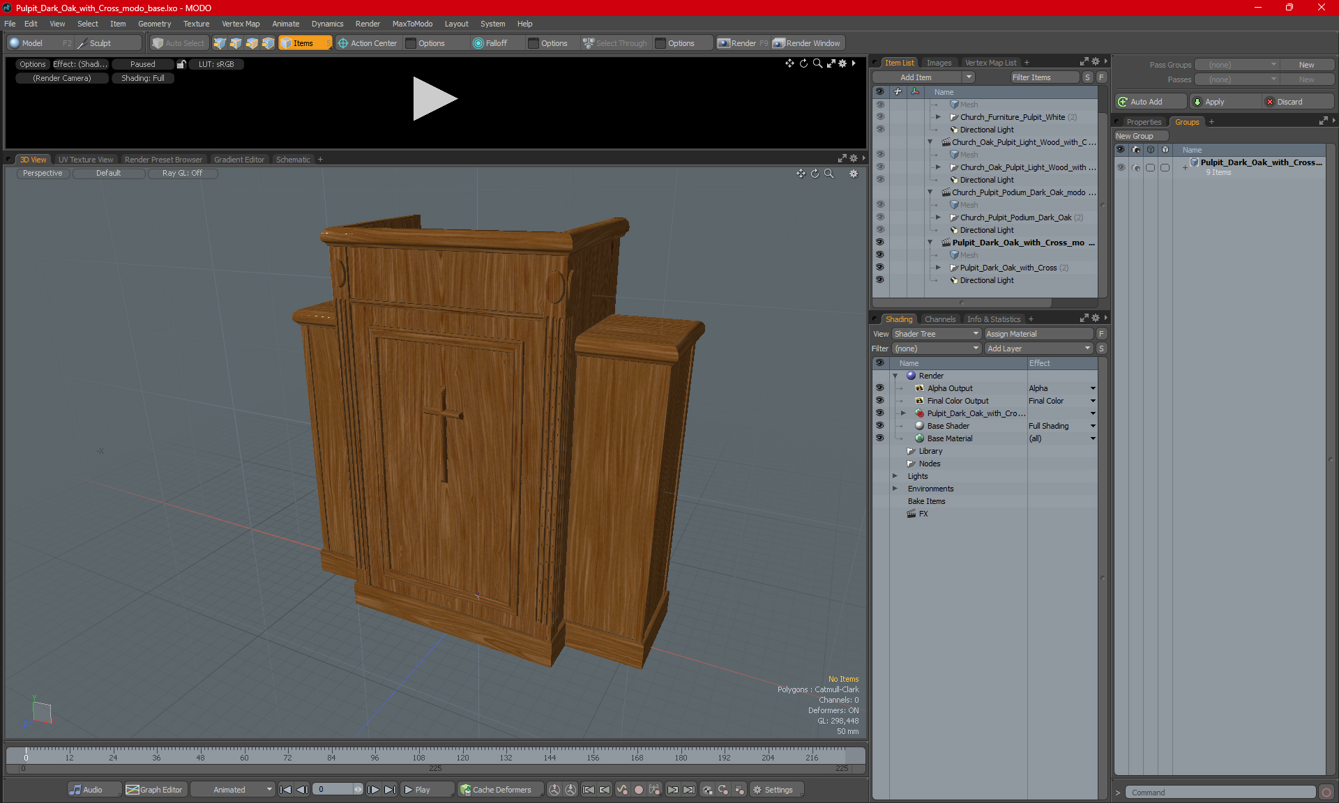 3D Pulpit Dark Oak with Cross