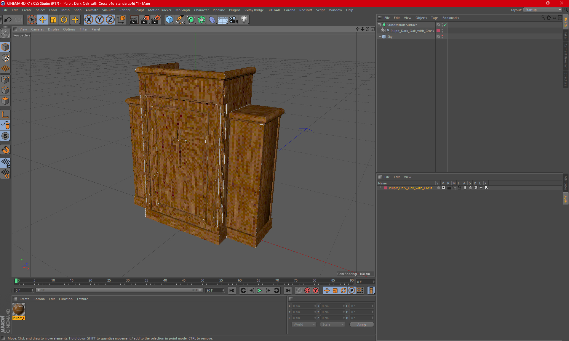 3D Pulpit Dark Oak with Cross