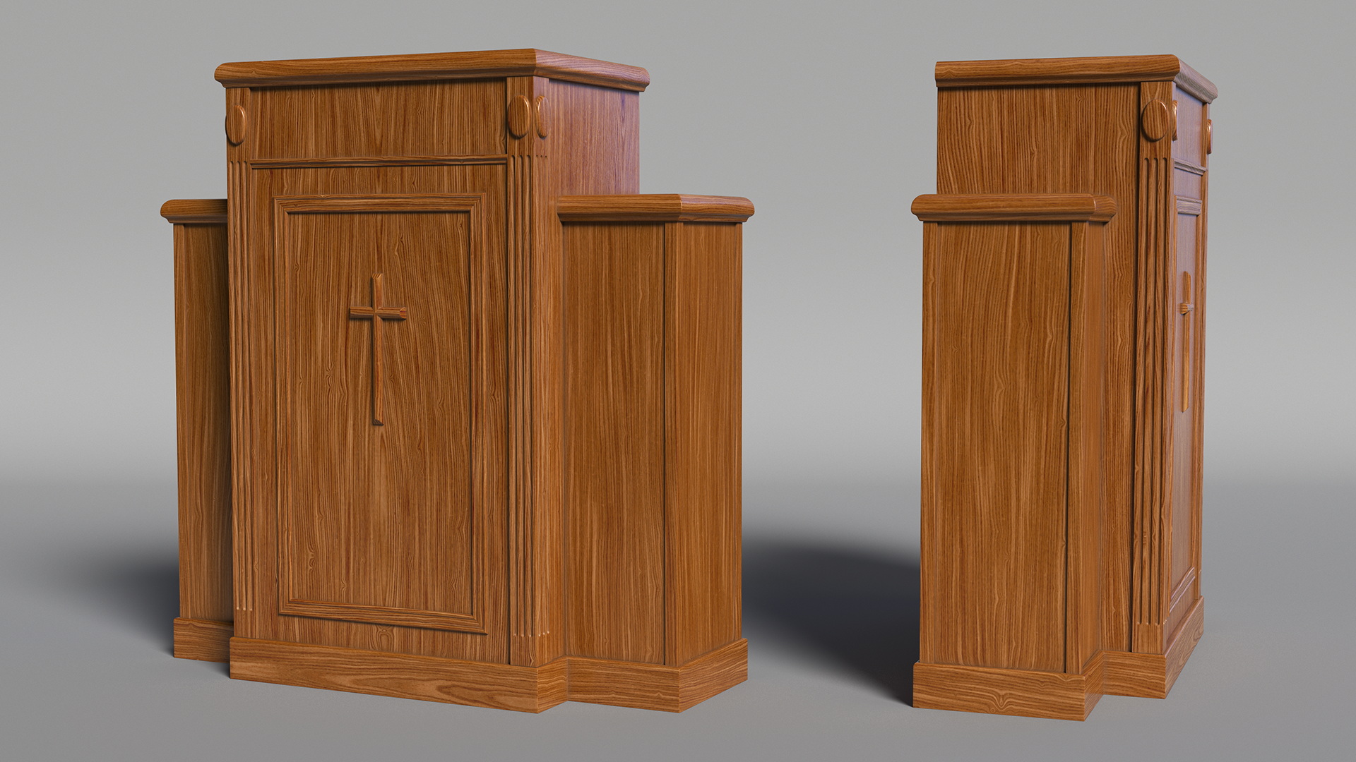 3D Pulpit Dark Oak with Cross