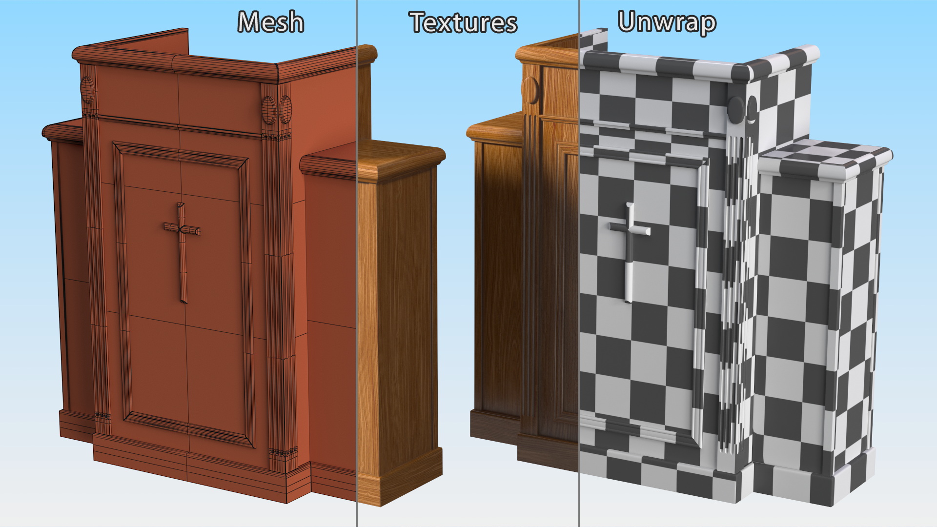 3D Pulpit Dark Oak with Cross