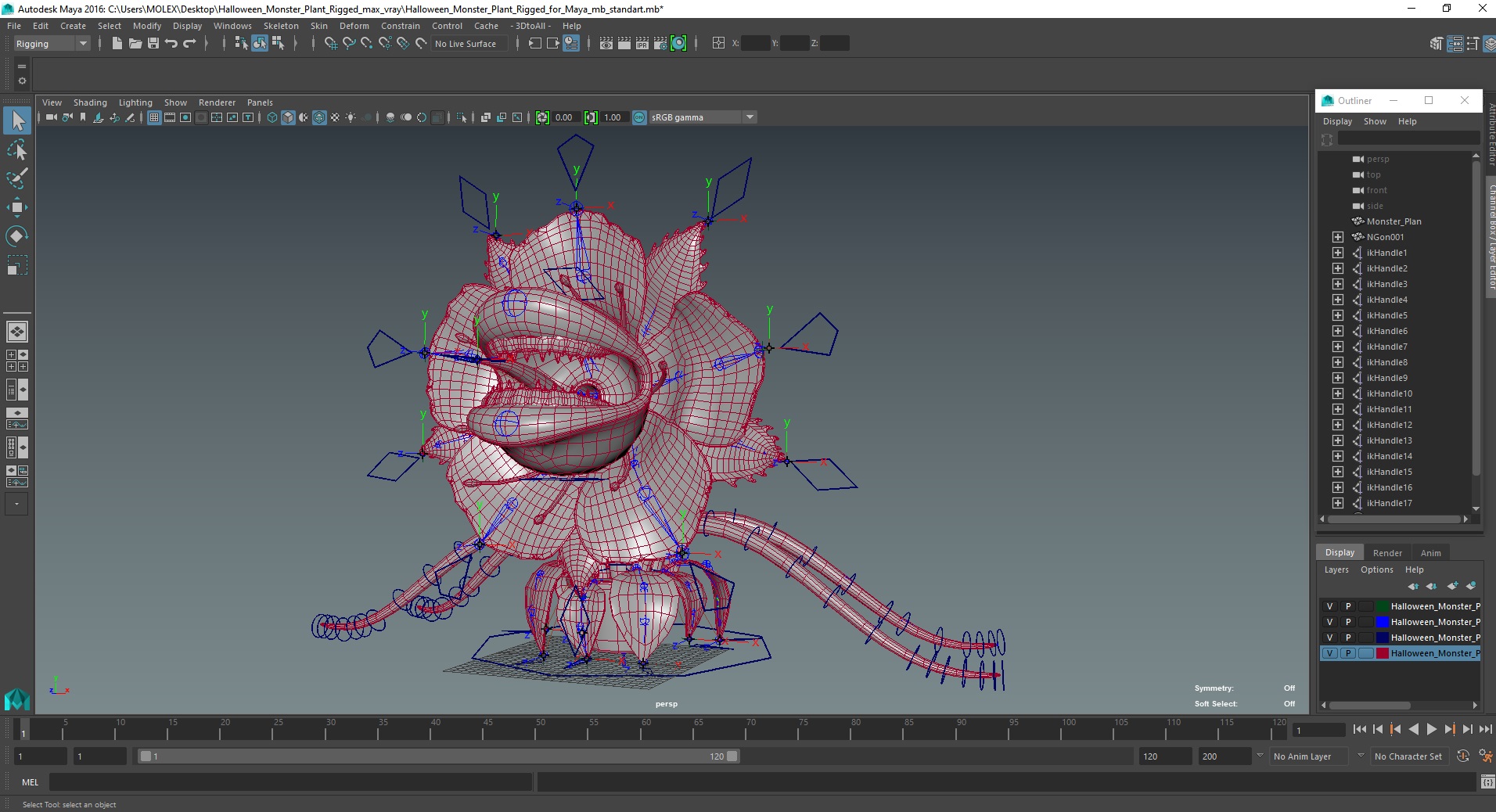 Halloween Monster Plant Rigged for Maya 3D model