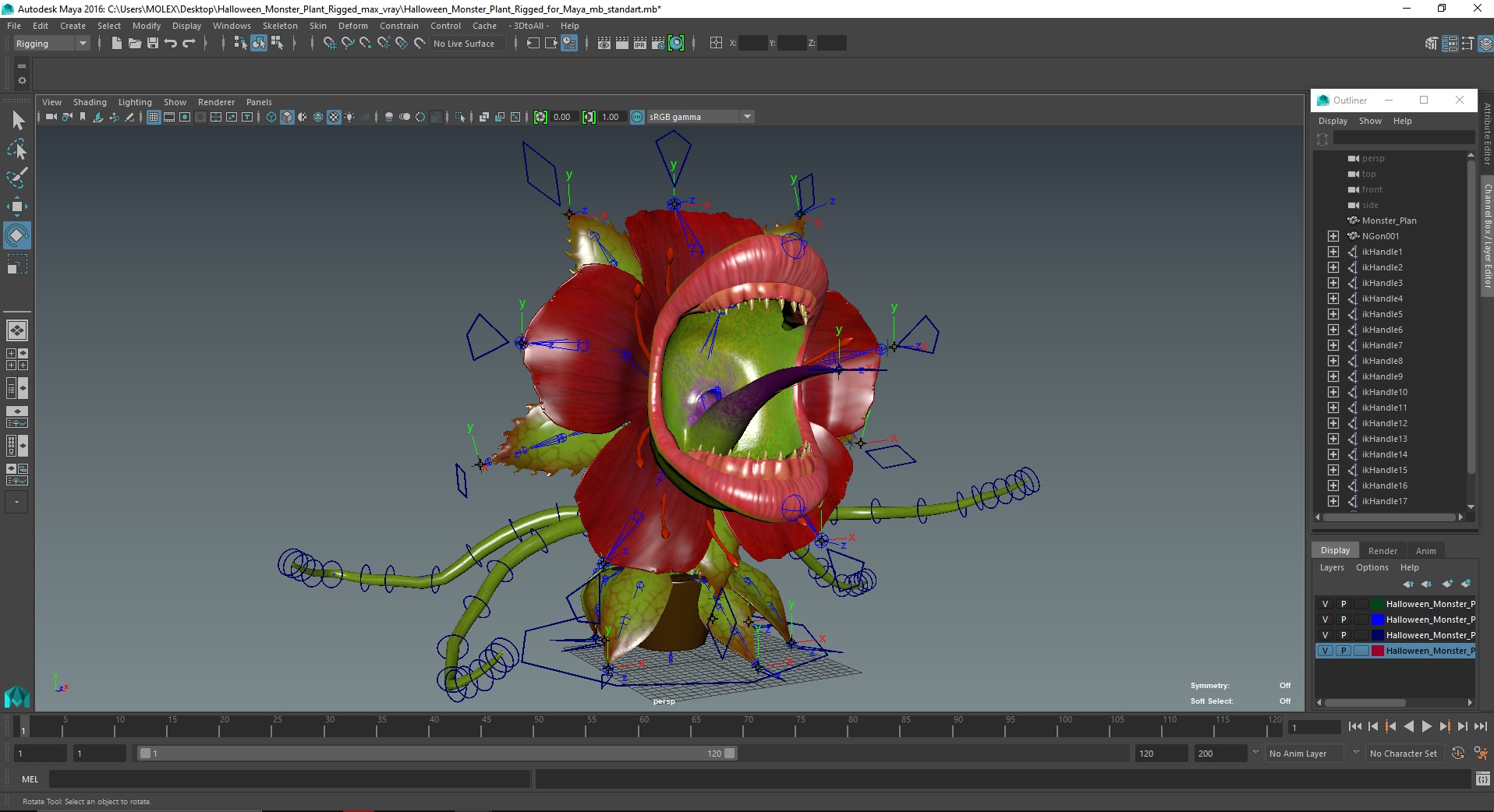 Halloween Monster Plant Rigged for Maya 3D model