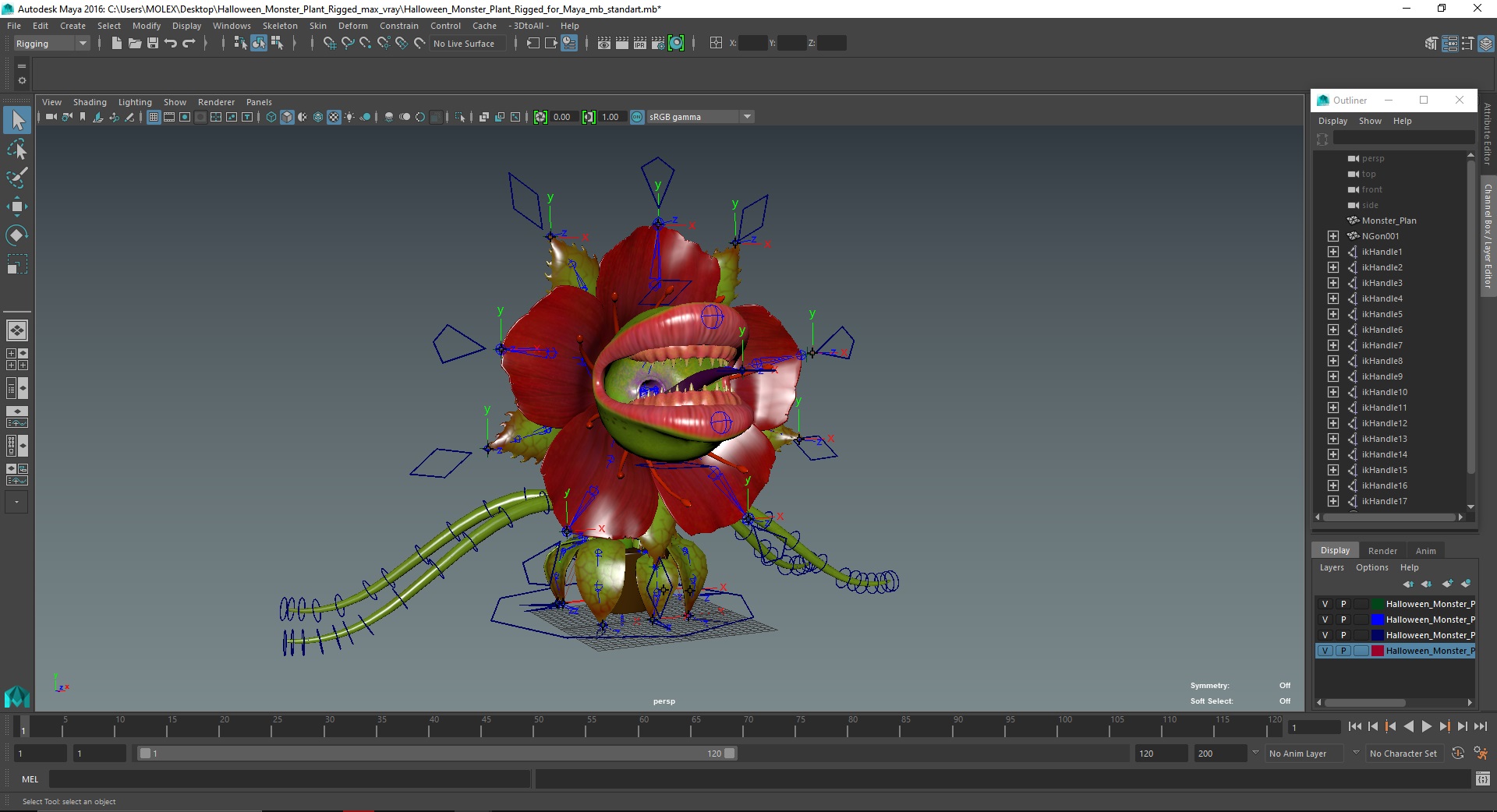 Halloween Monster Plant Rigged for Maya 3D model
