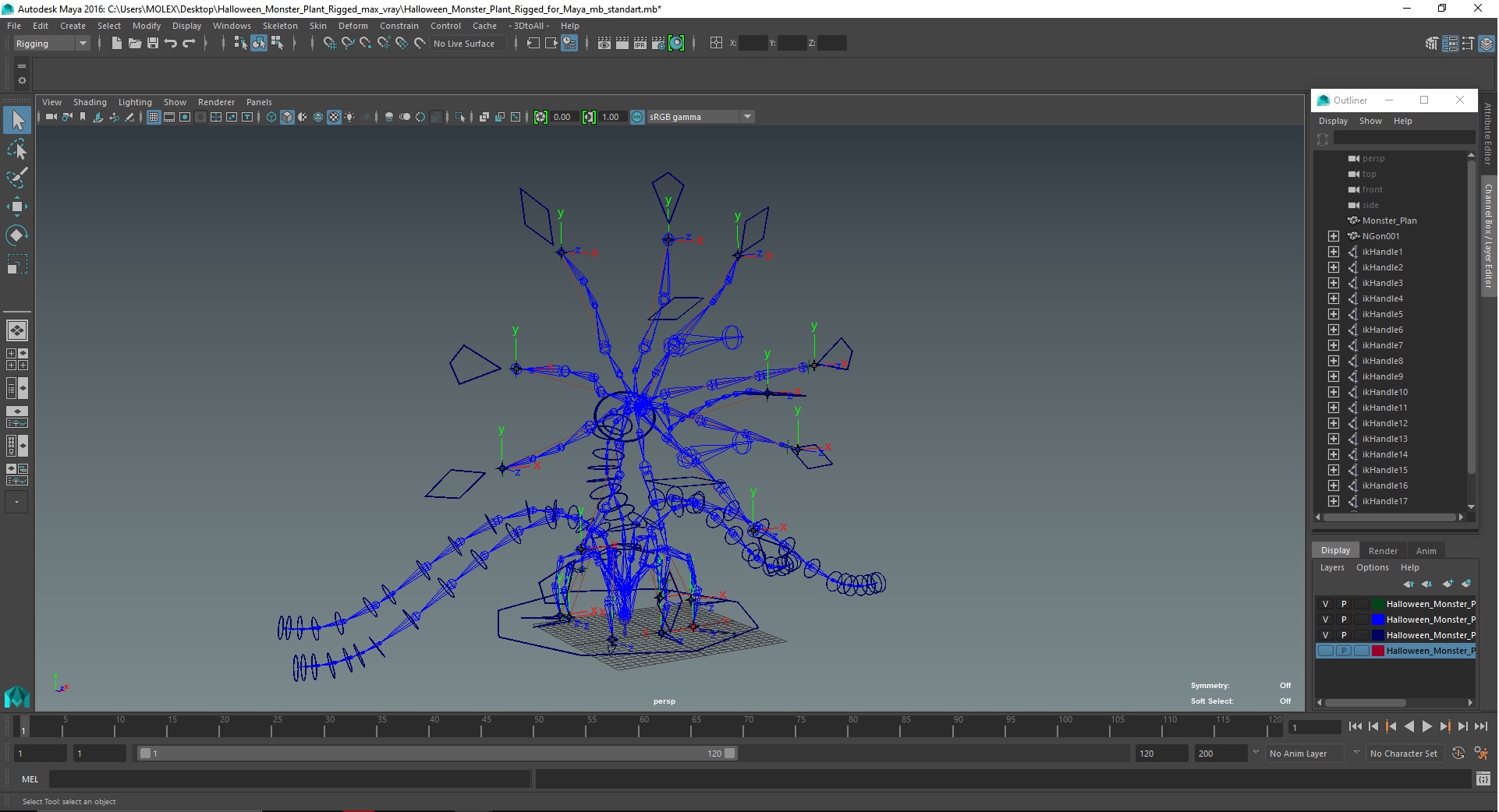 Halloween Monster Plant Rigged for Maya 3D model